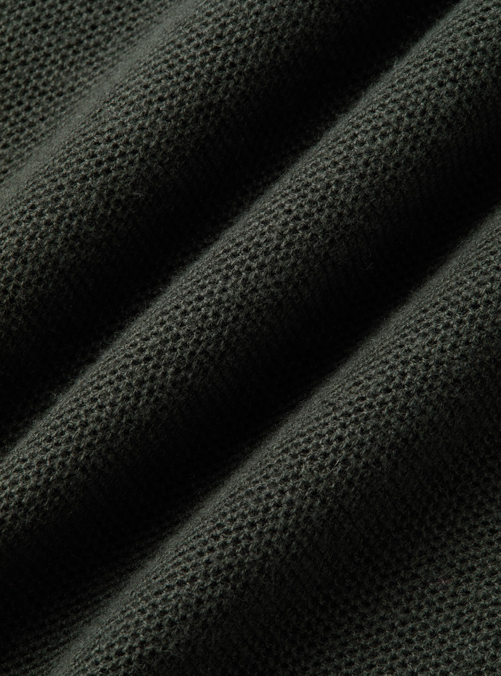 Maglia con mezza zip in cotone cashmere nido d'ape, MILITARE 0609C