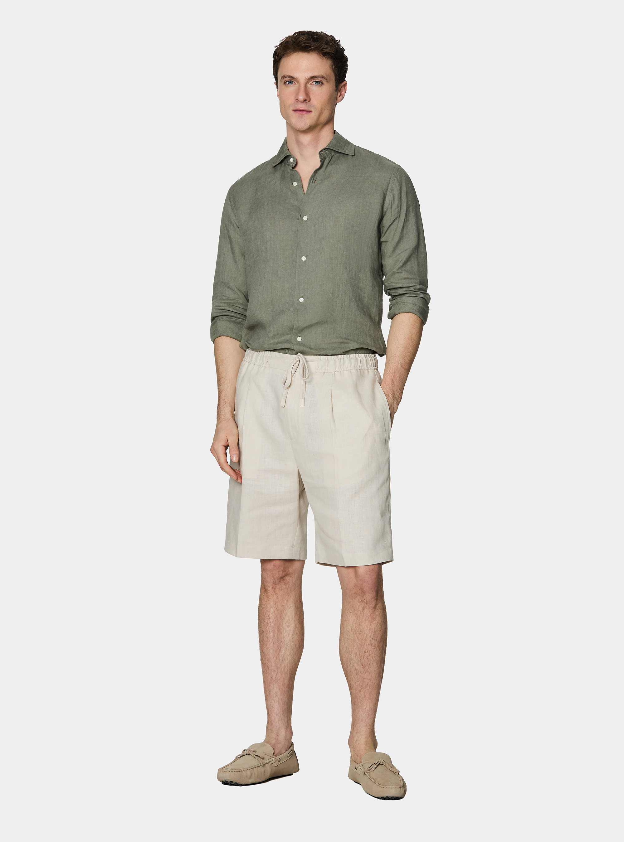 Camicia in puro lino, SALVIA 0602C