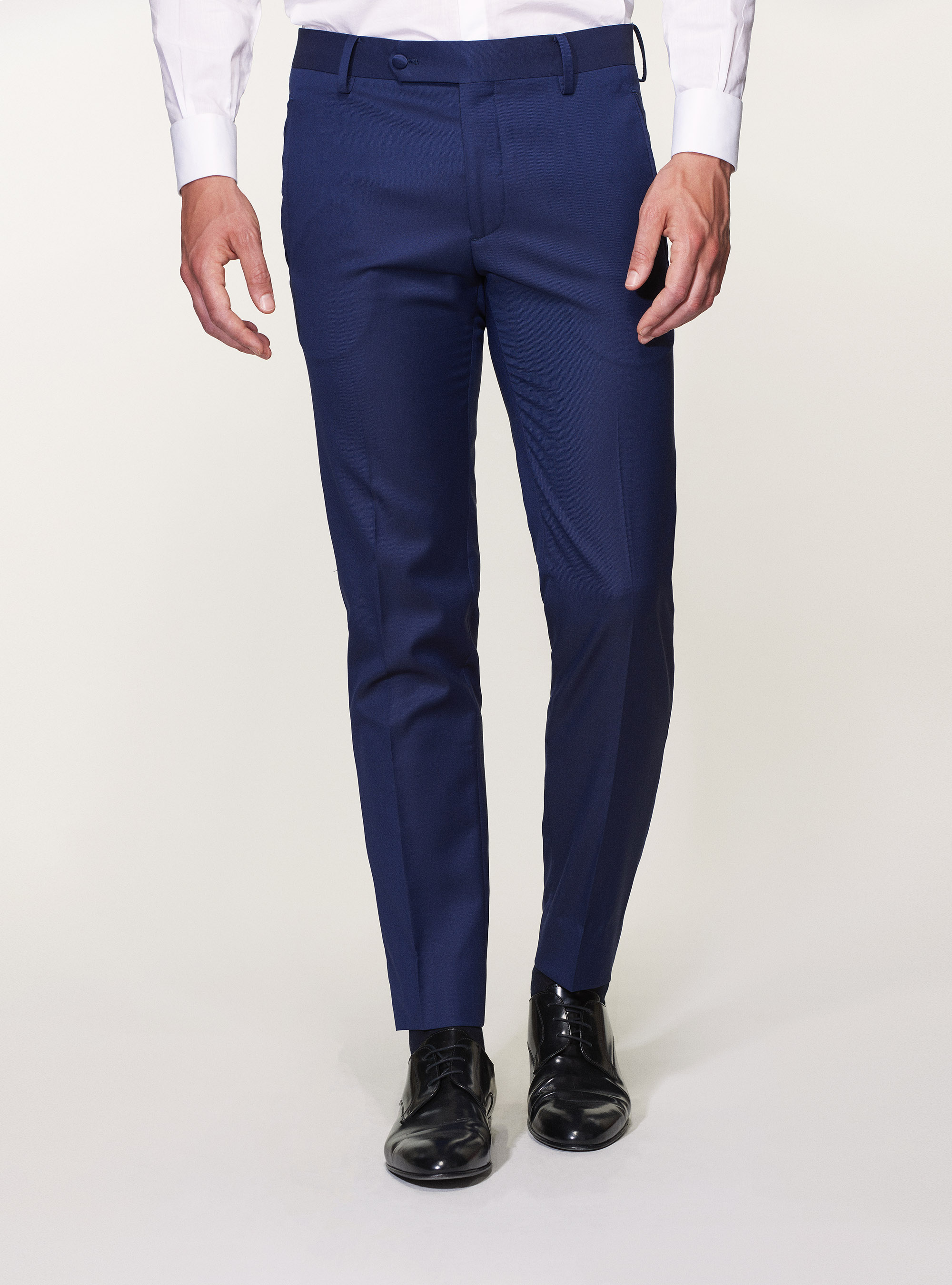 Pantaloni smoking in pura lana superfine 110's Vitale Barberis Canonico, BASALTO