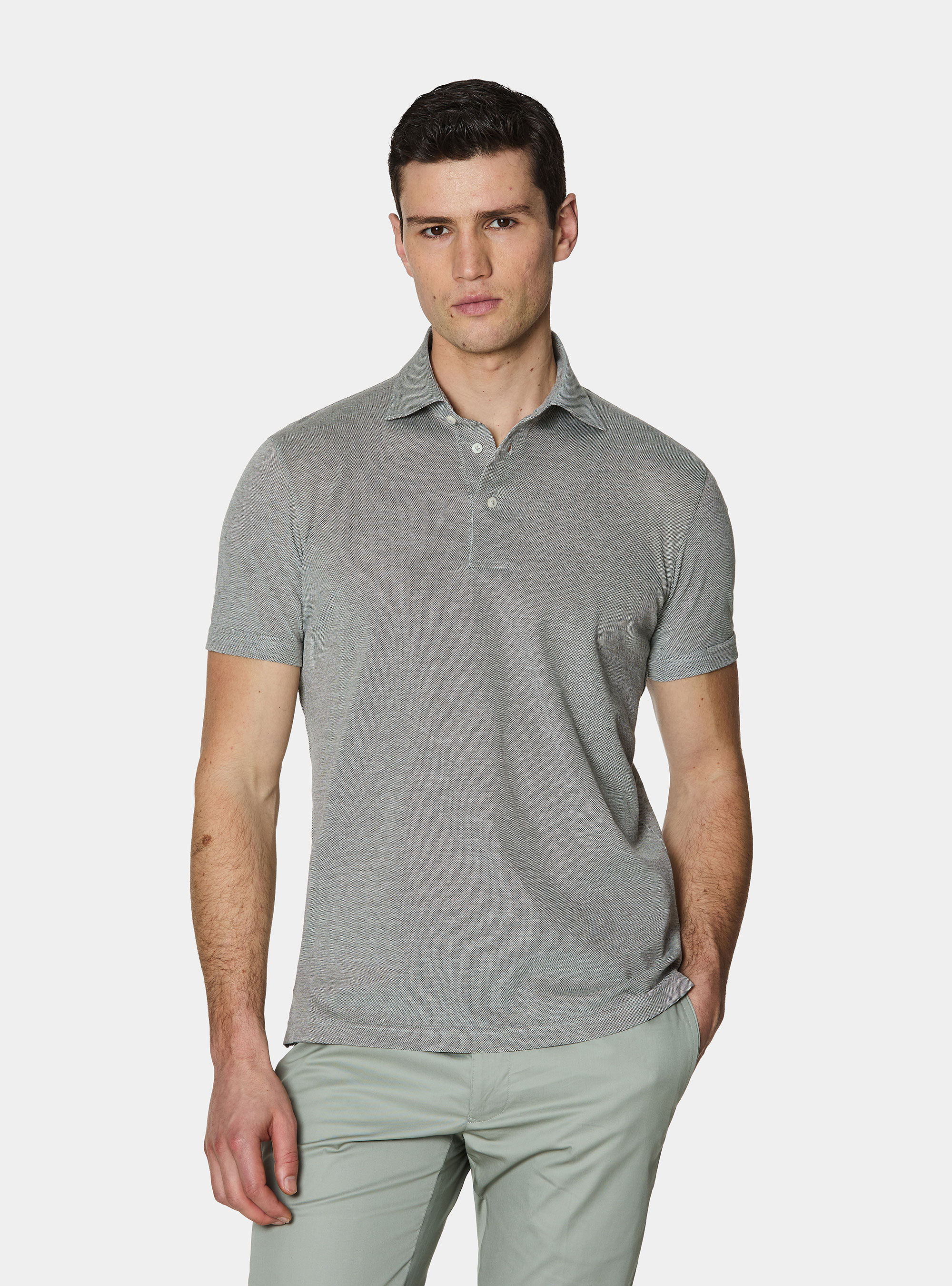 Polo GT01 in piquet stretch, VERDE SALVIA 0604C