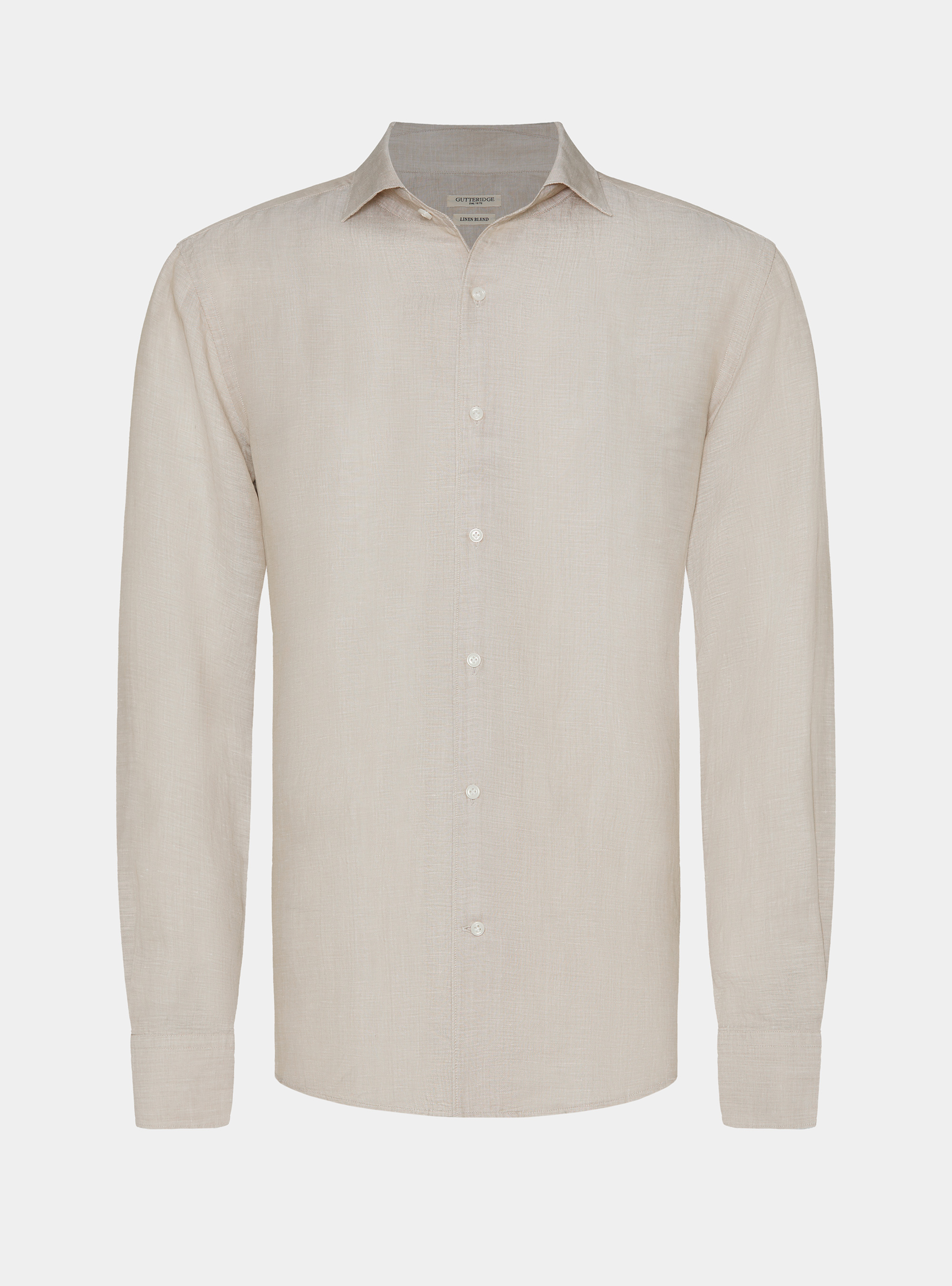 Camicia in misto lino con paramontura, SABBIA
