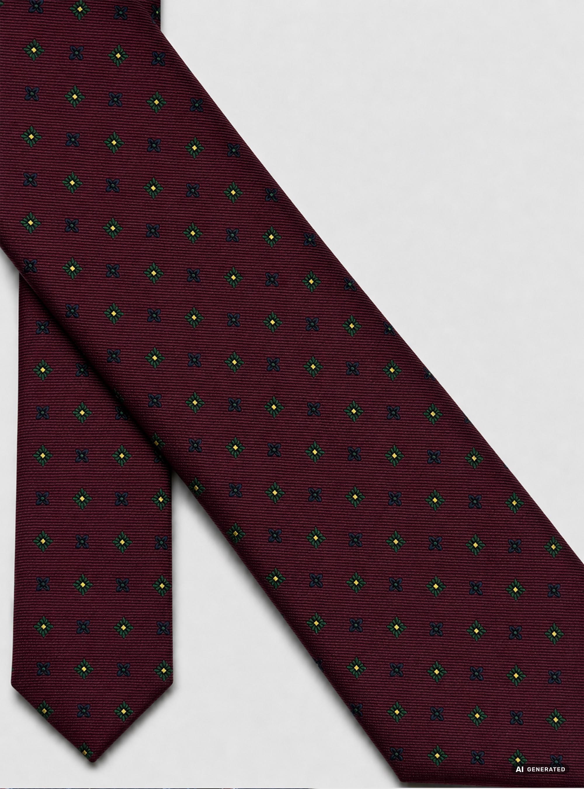Cravatta in seta jacquard con micro fantasia fiori, BORDEAUX
