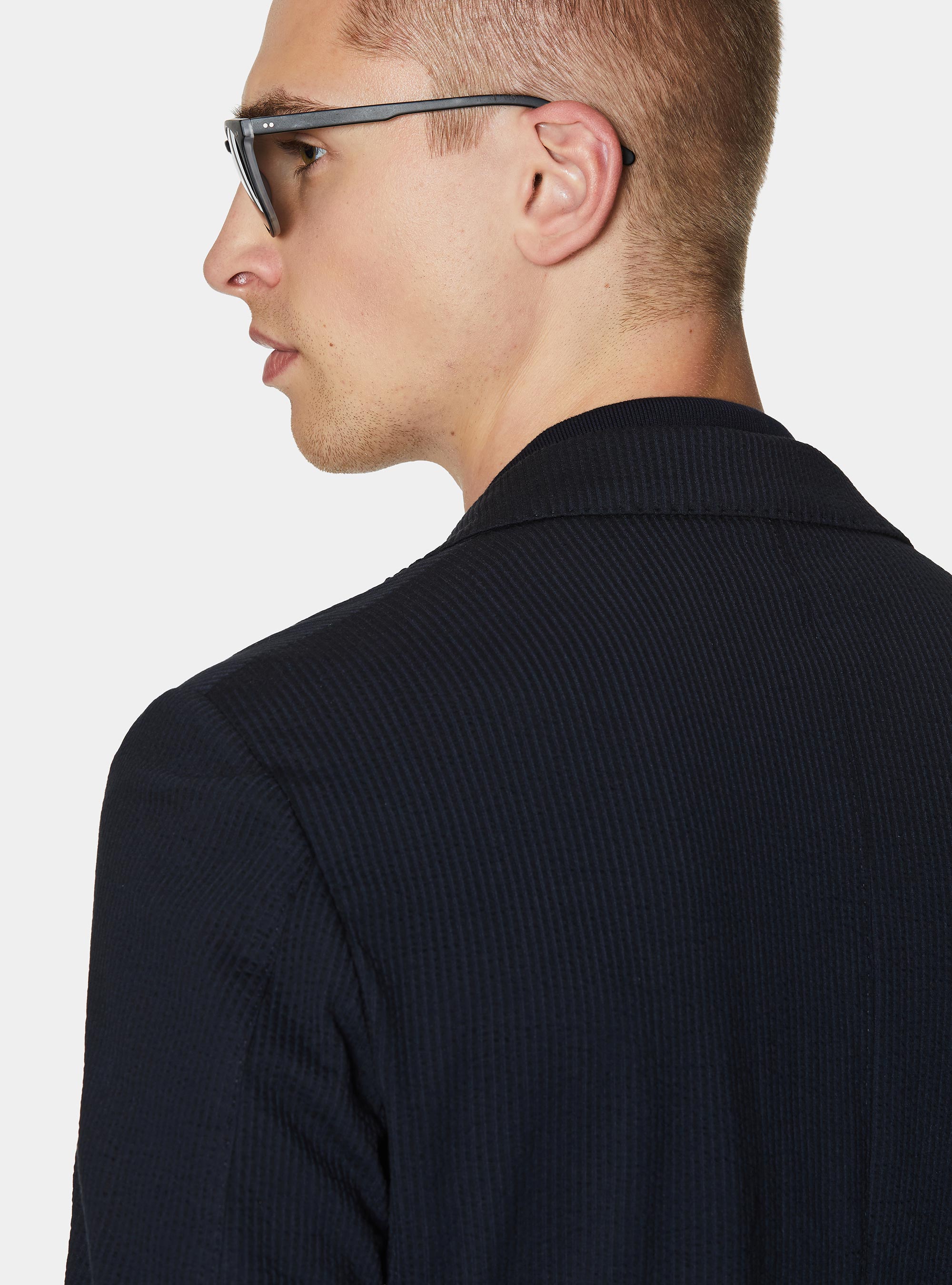 Giacca stretch in cotone tecnico, BLU NAVY
