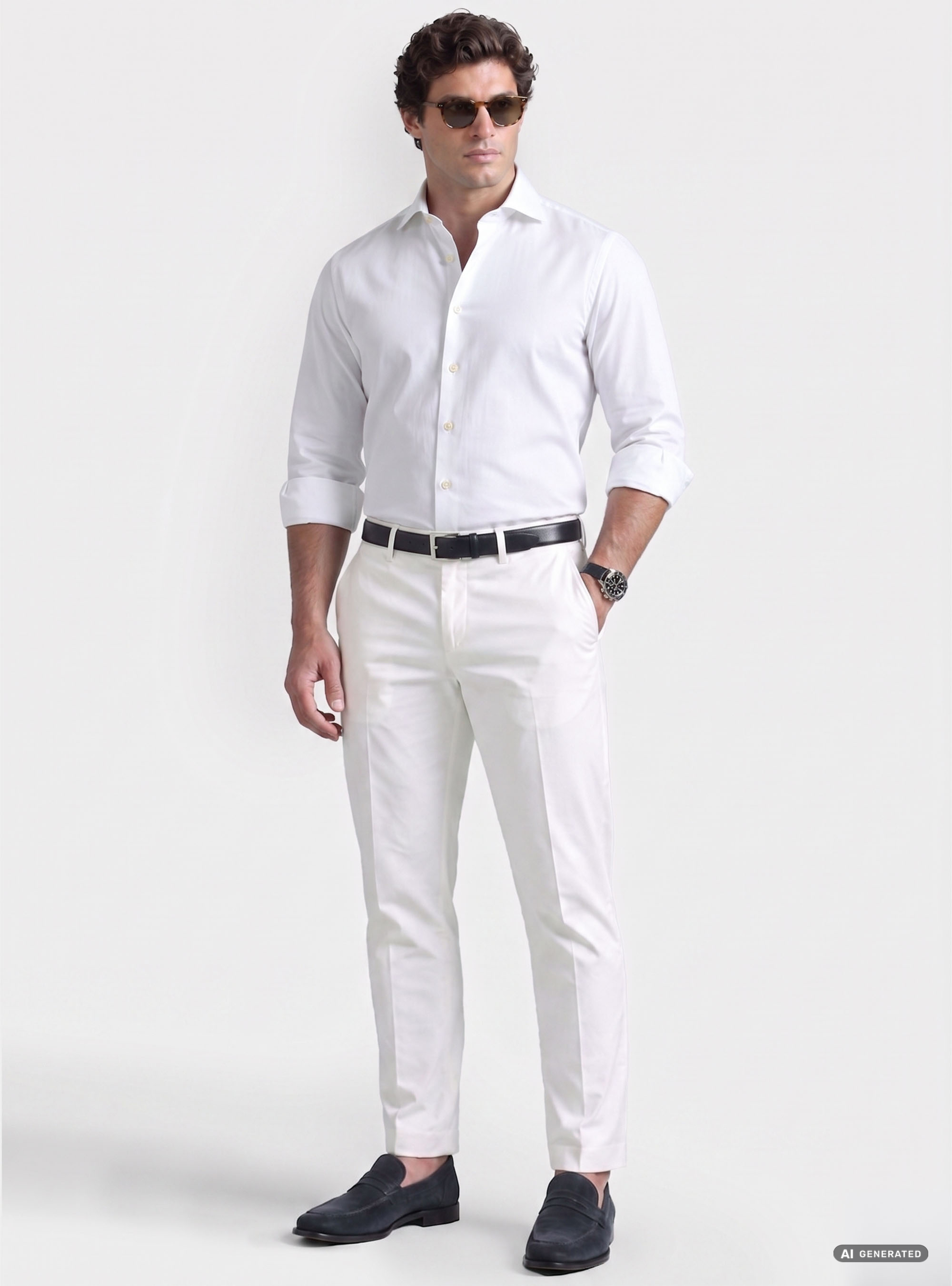 Camicia custom fit in popeline di cotone, BIANCO