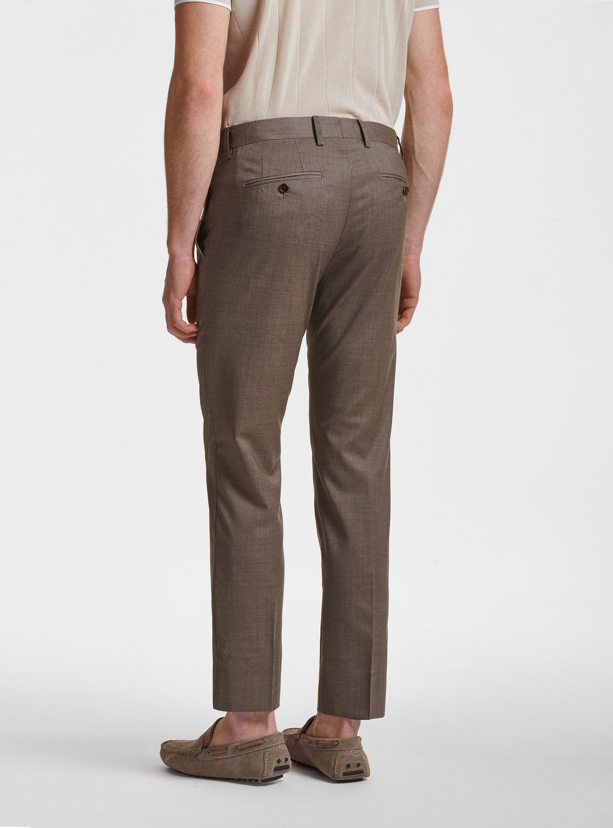 Pantaloni per abito in pura lana superfine 130's Reda, FANGO