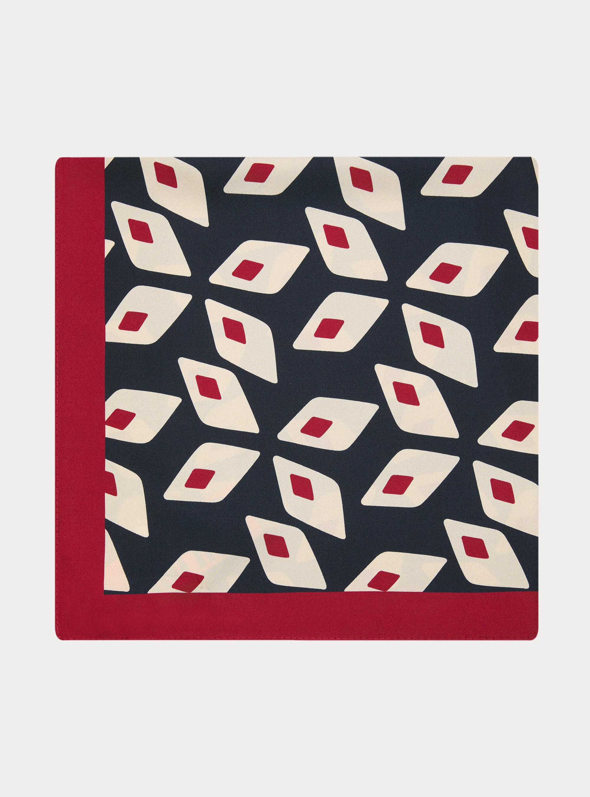 Foulard in seta stampata a fantasia geometrica, BLU NAVY