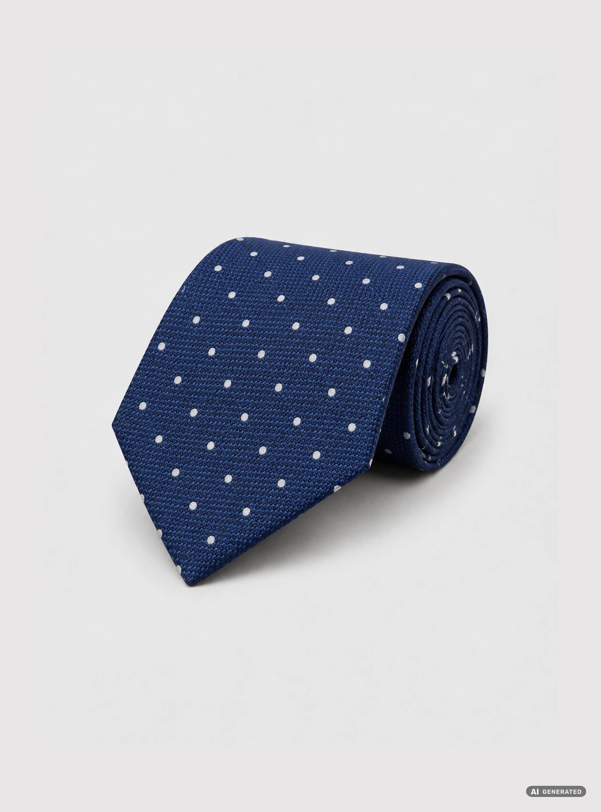 Cravatta in seta jacquard a pois, BLU MARINO/BIANCO