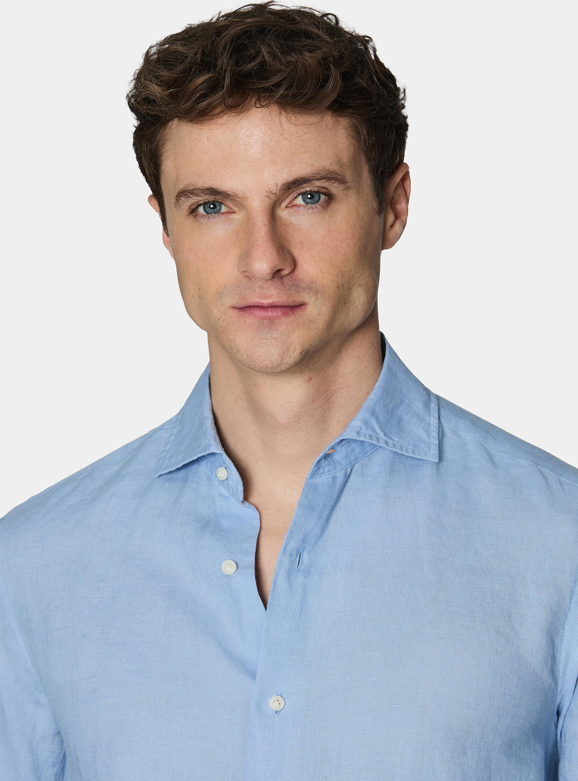 Camicia in puro lino, 0266C AZZURRO