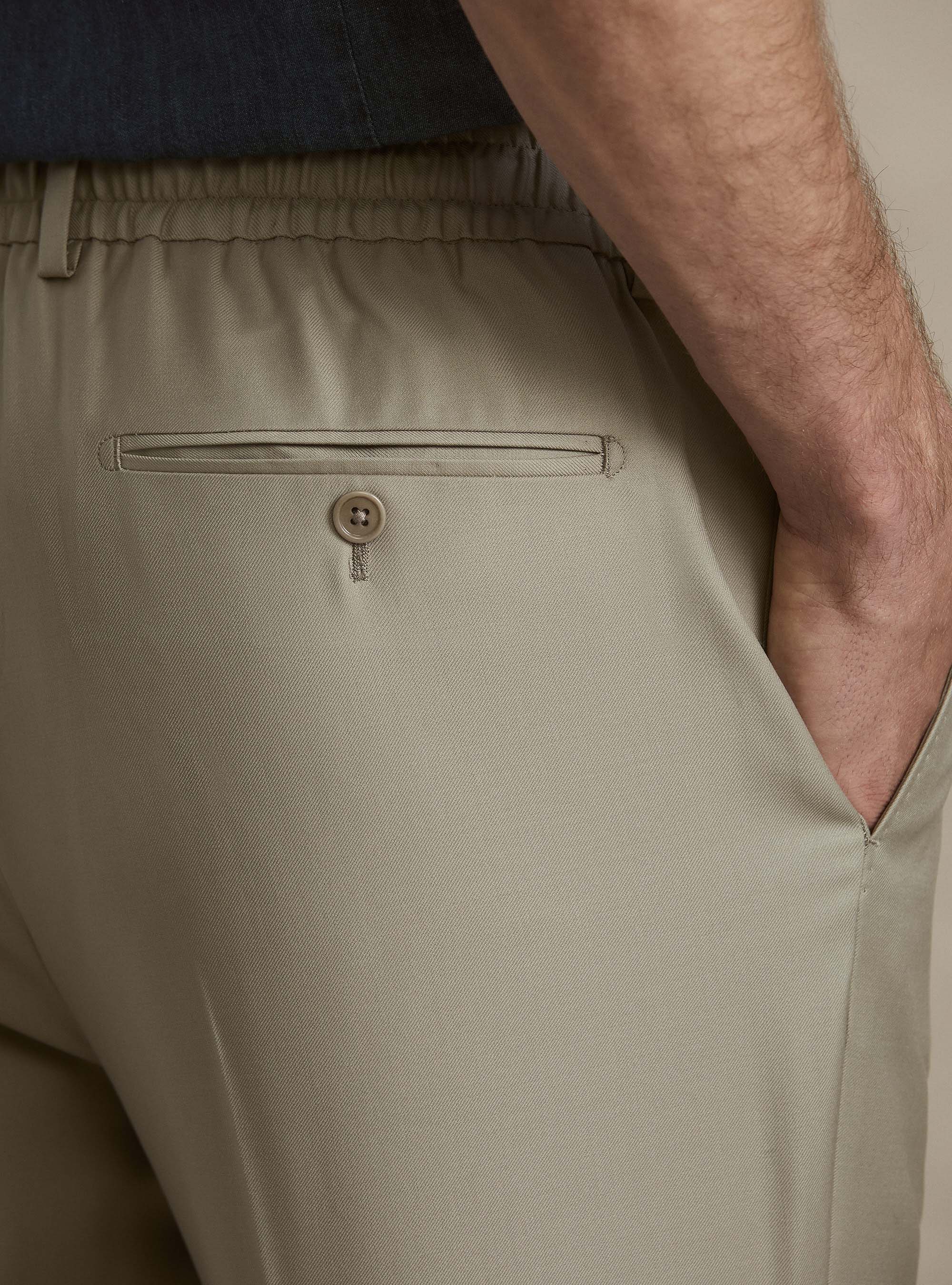 Pantaloni con coulisse in lana Vitale Barberis Canonico, SABBIA 0591C