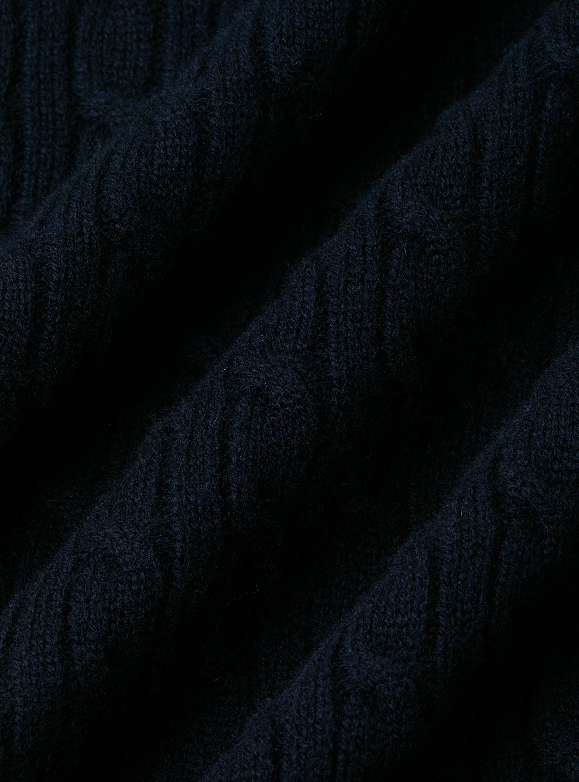 Maglia collo alto con treccia in lana cashmere, BLU NAVY