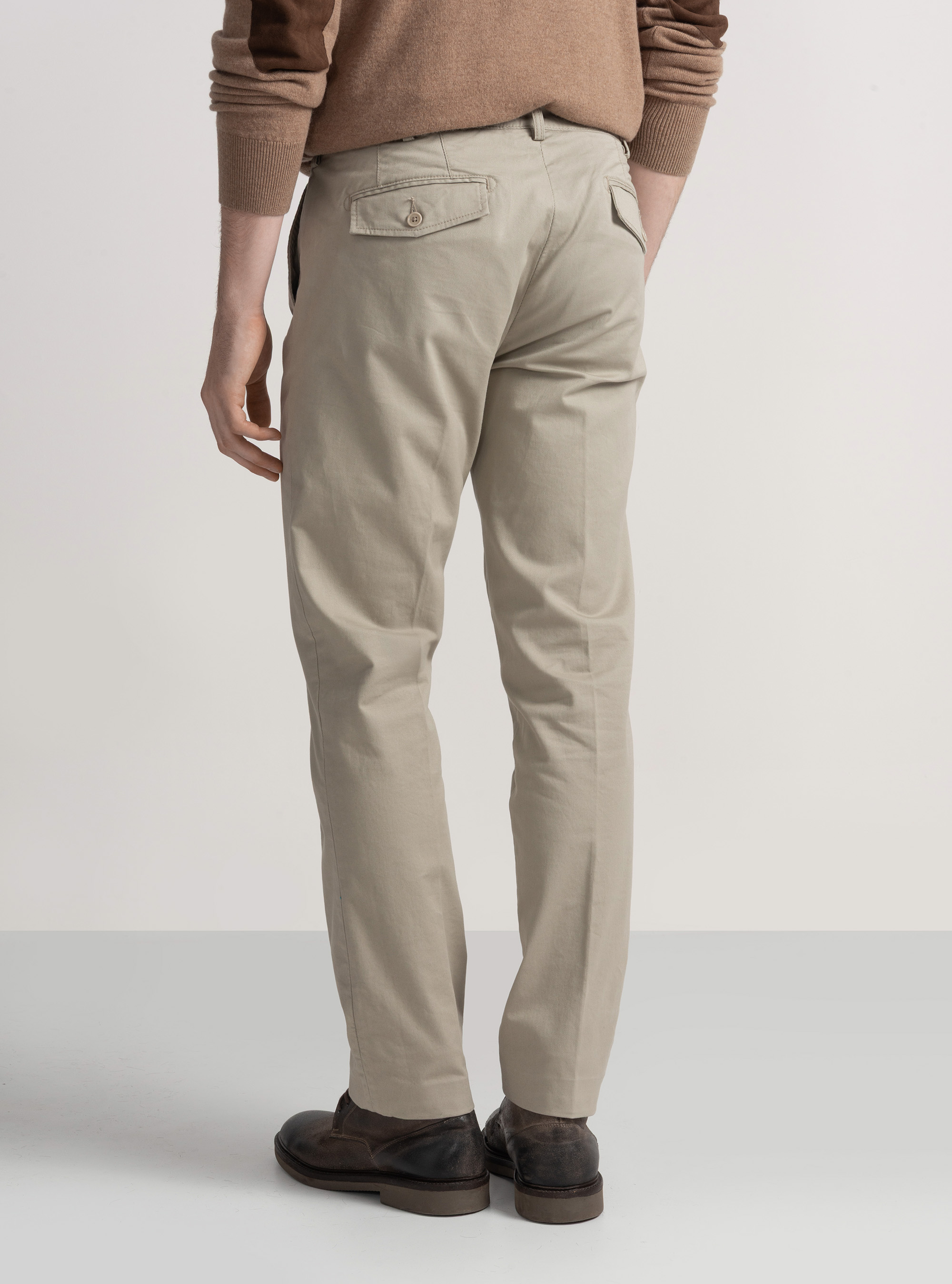 Pantaloni chino slim fit in twill stretch, ECRU