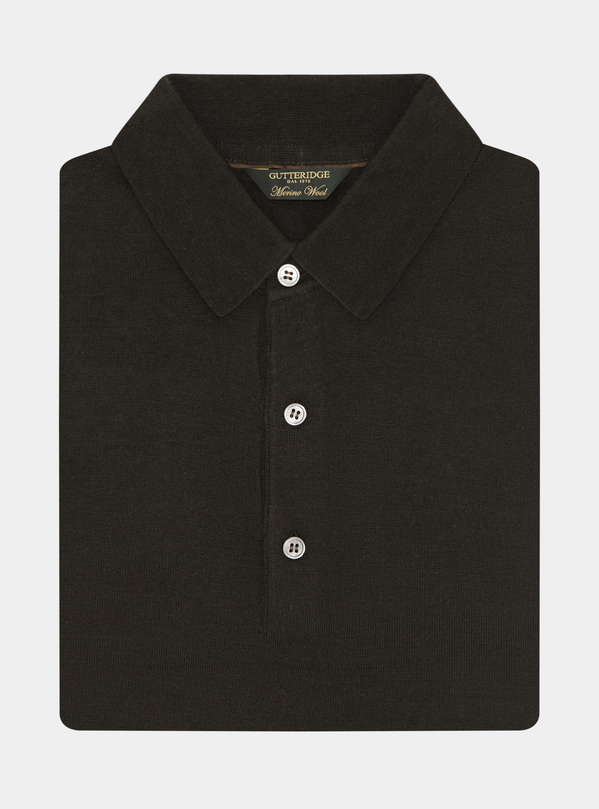 Polo in maglia in lana merino extrafine, MARRONE