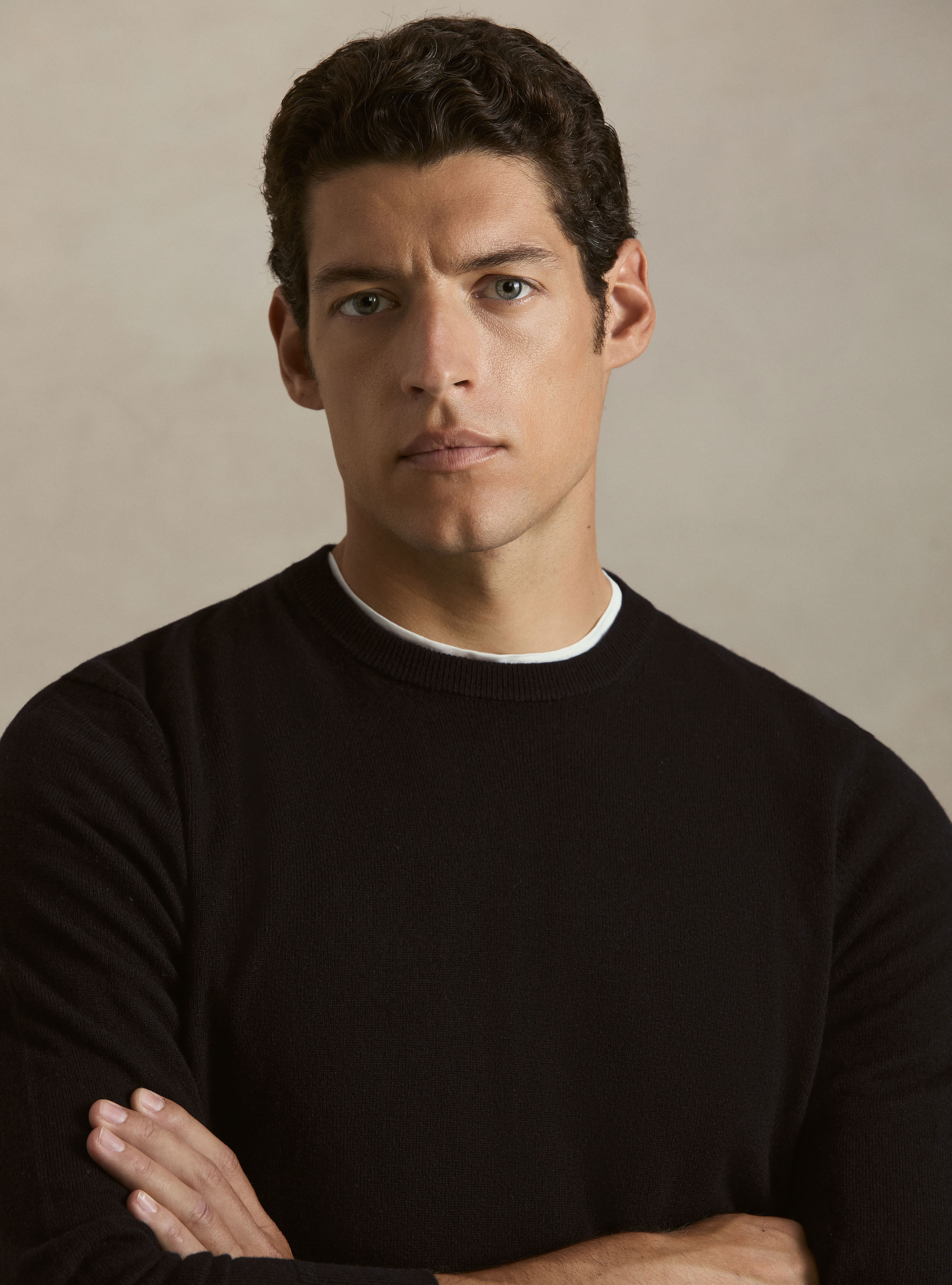Girocollo in maglia in lana e cashmere, BLU NAVY