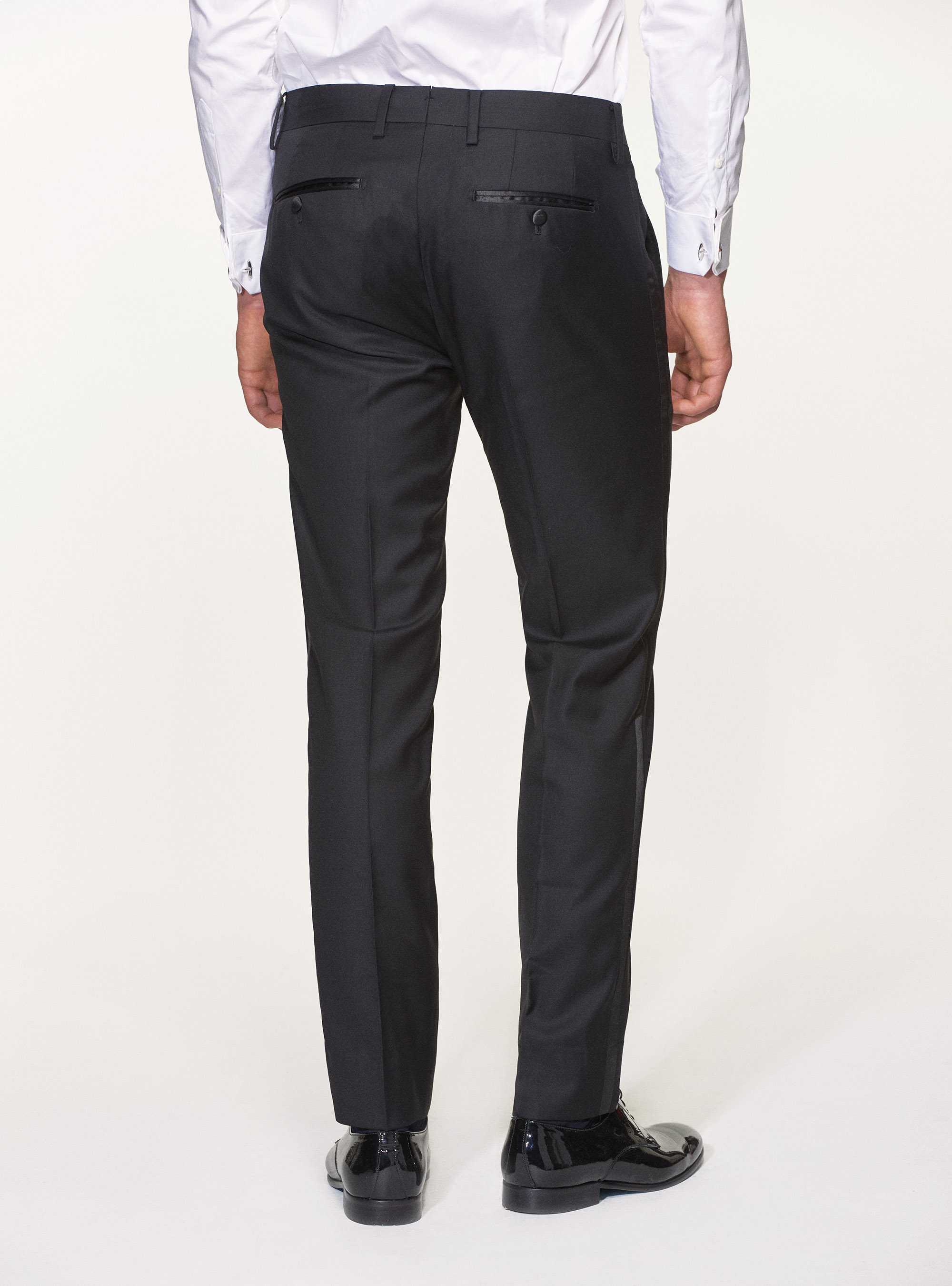 Pantaloni smoking in pura lana superfine 110's Vitale Barberis Canonico, NERO