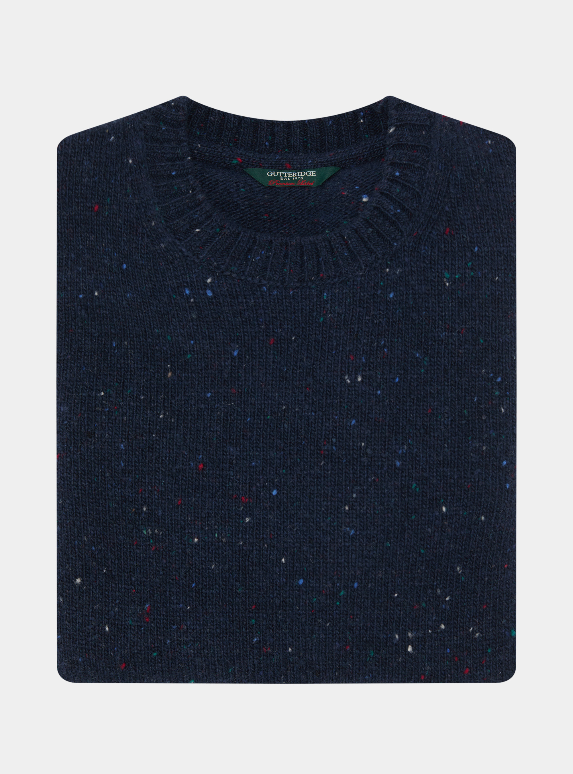 Maglia girocollo in misto lana merino bottonata, BLU NAVY