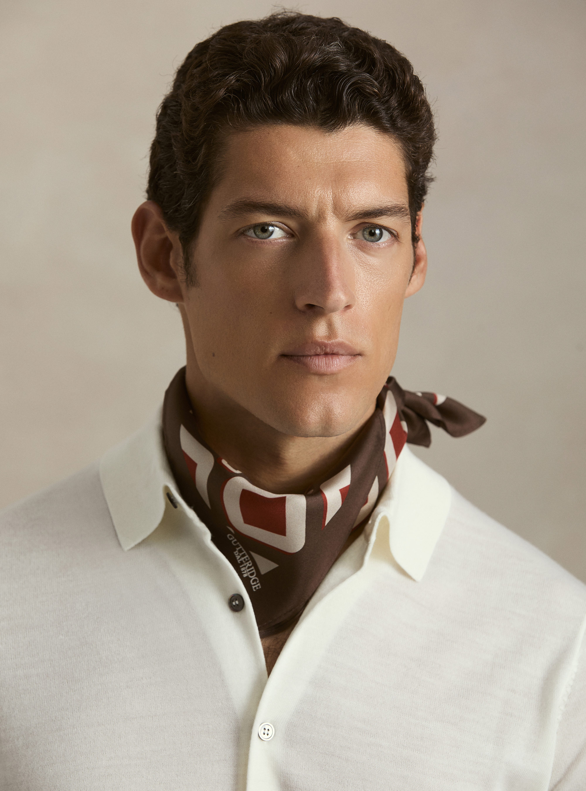 Polo camicia in maglia lana merino extrafine, BIANCO
