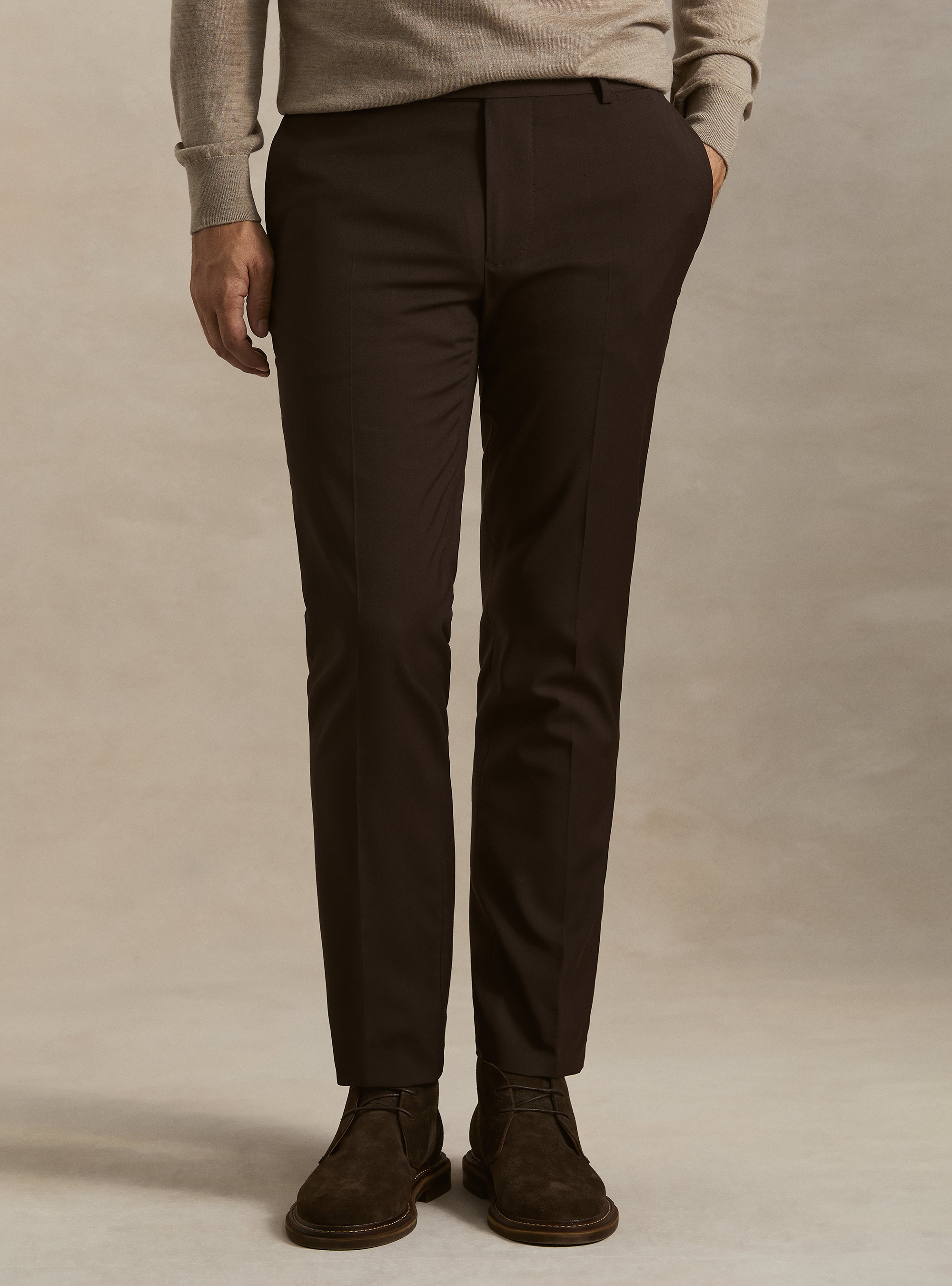 Pantaloni abito classico slim fit, MARRONE