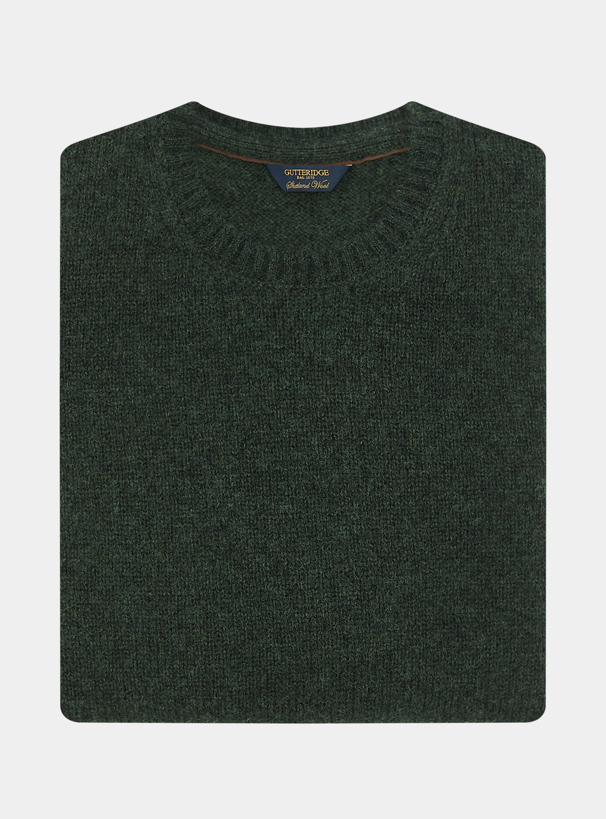 Maglia girocollo in pura lana shetland, VERDE