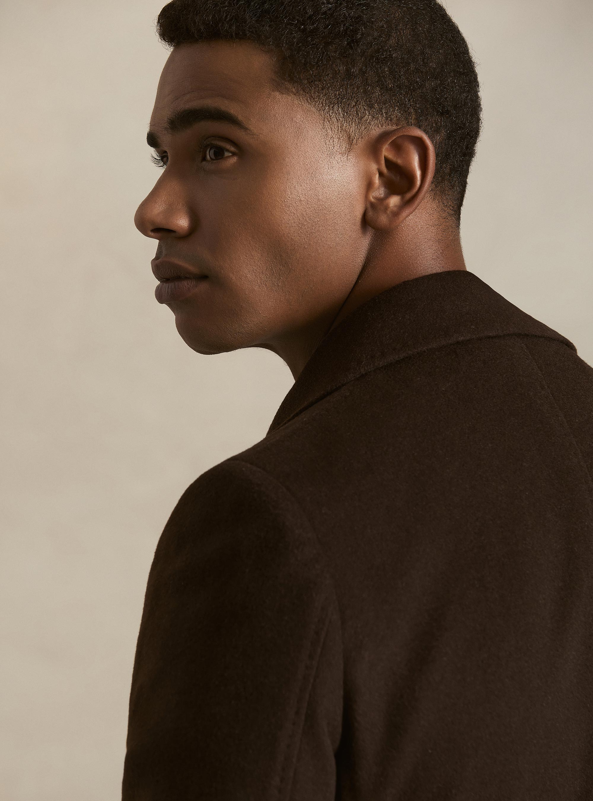 Cappotto monopetto in lana cashmere, MARRONE