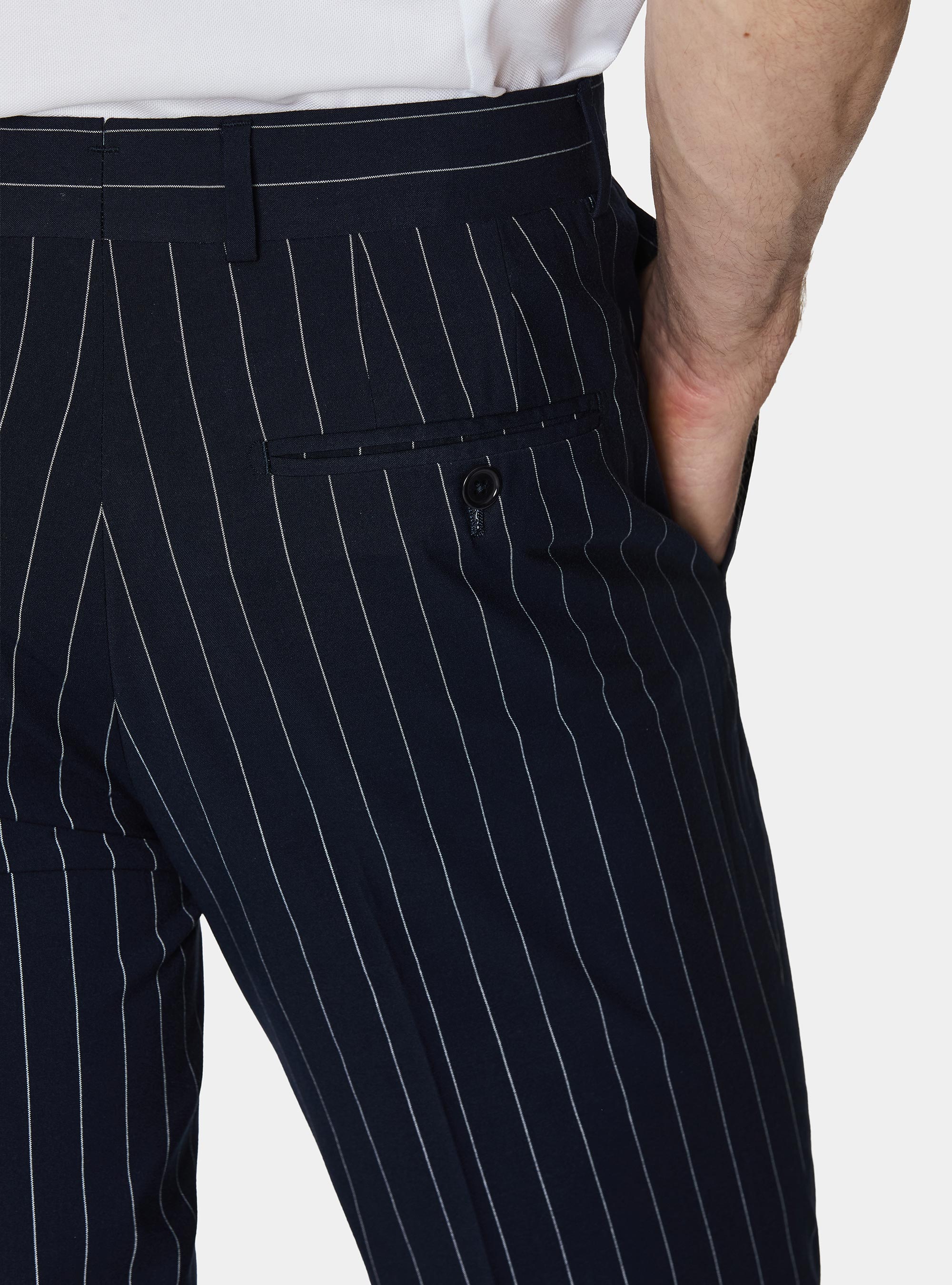 Pantaloni abito gessato, BLU NAVY