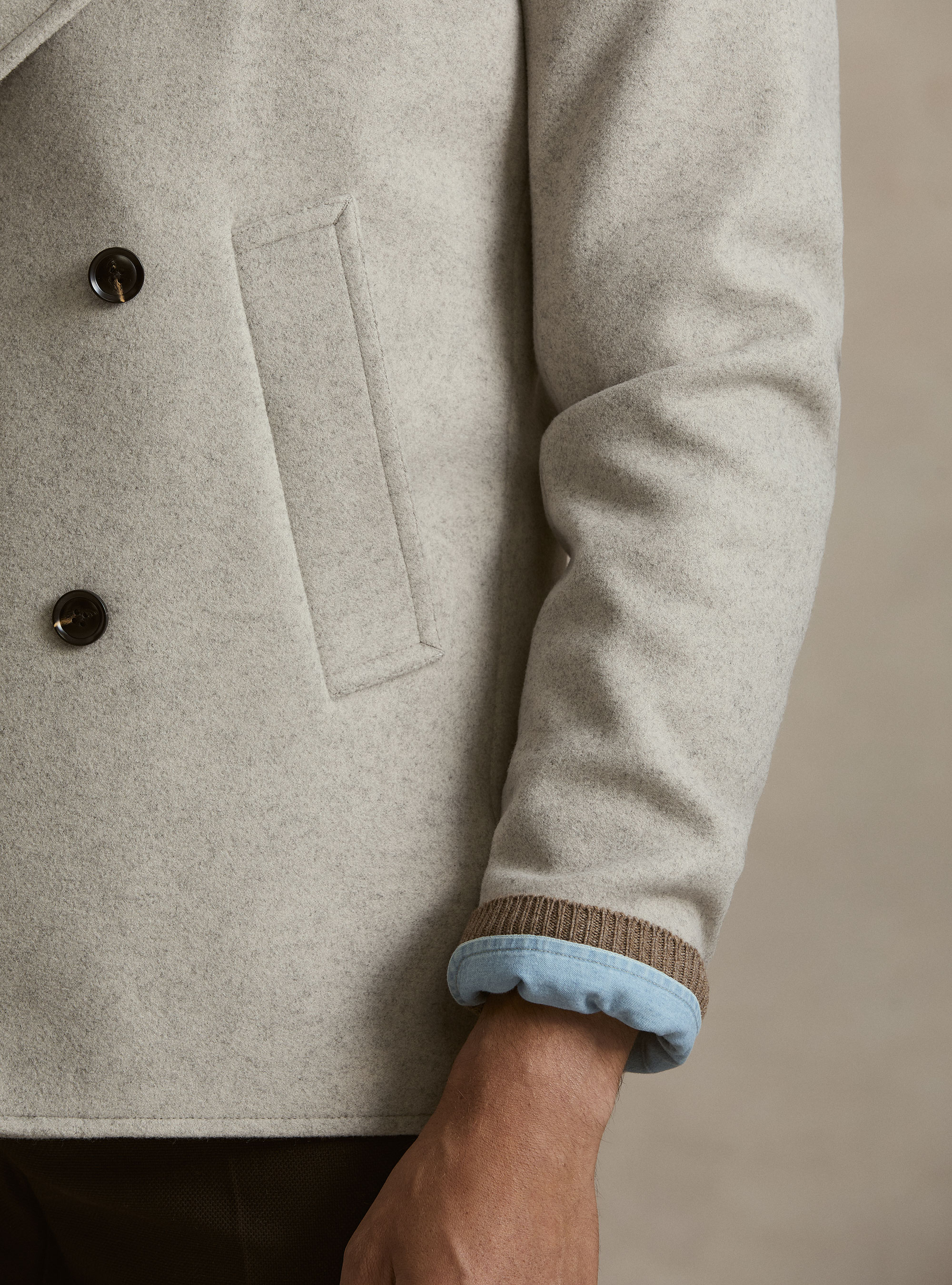 Peacoat tinta unita, ECRU
