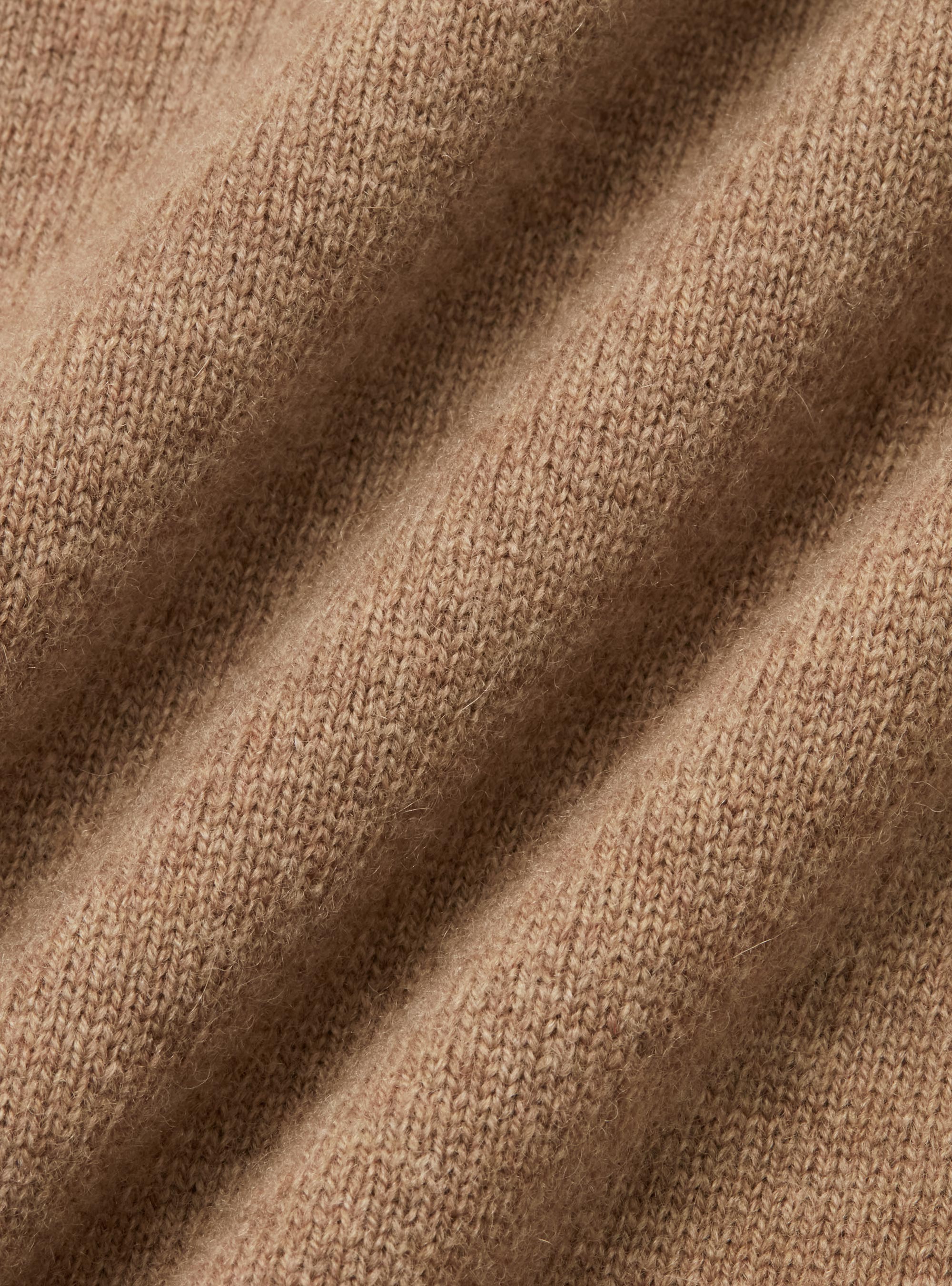 Maglia mezza zip in lana lambswool e cashmere, CAMMELLO 0570C