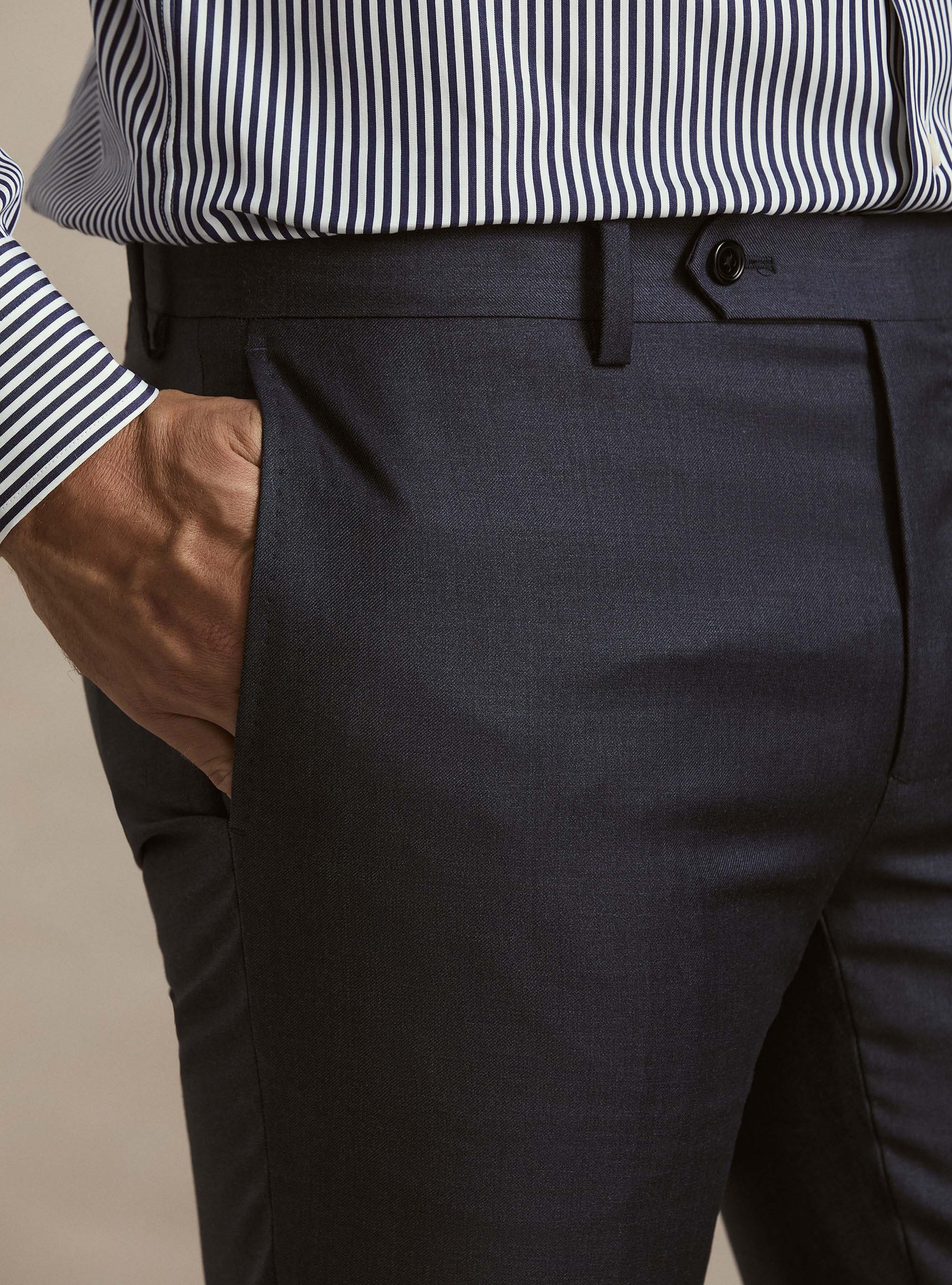 Pantaloni per abito in pura lana Vitale Barberis Canonico, INCHIOSTRO