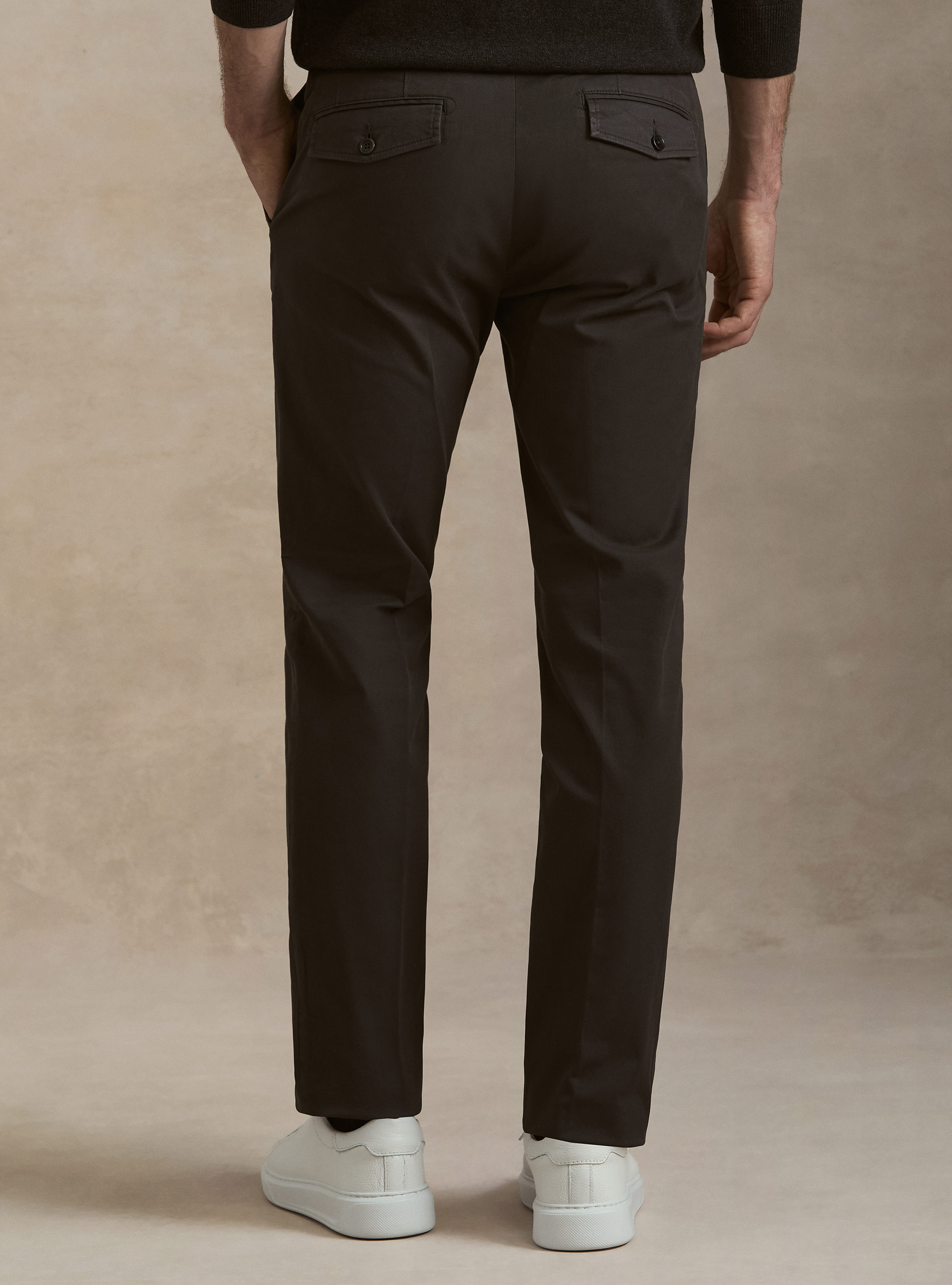 Pantaloni chino slim fit in twill stretch, ASFALTO 0112C