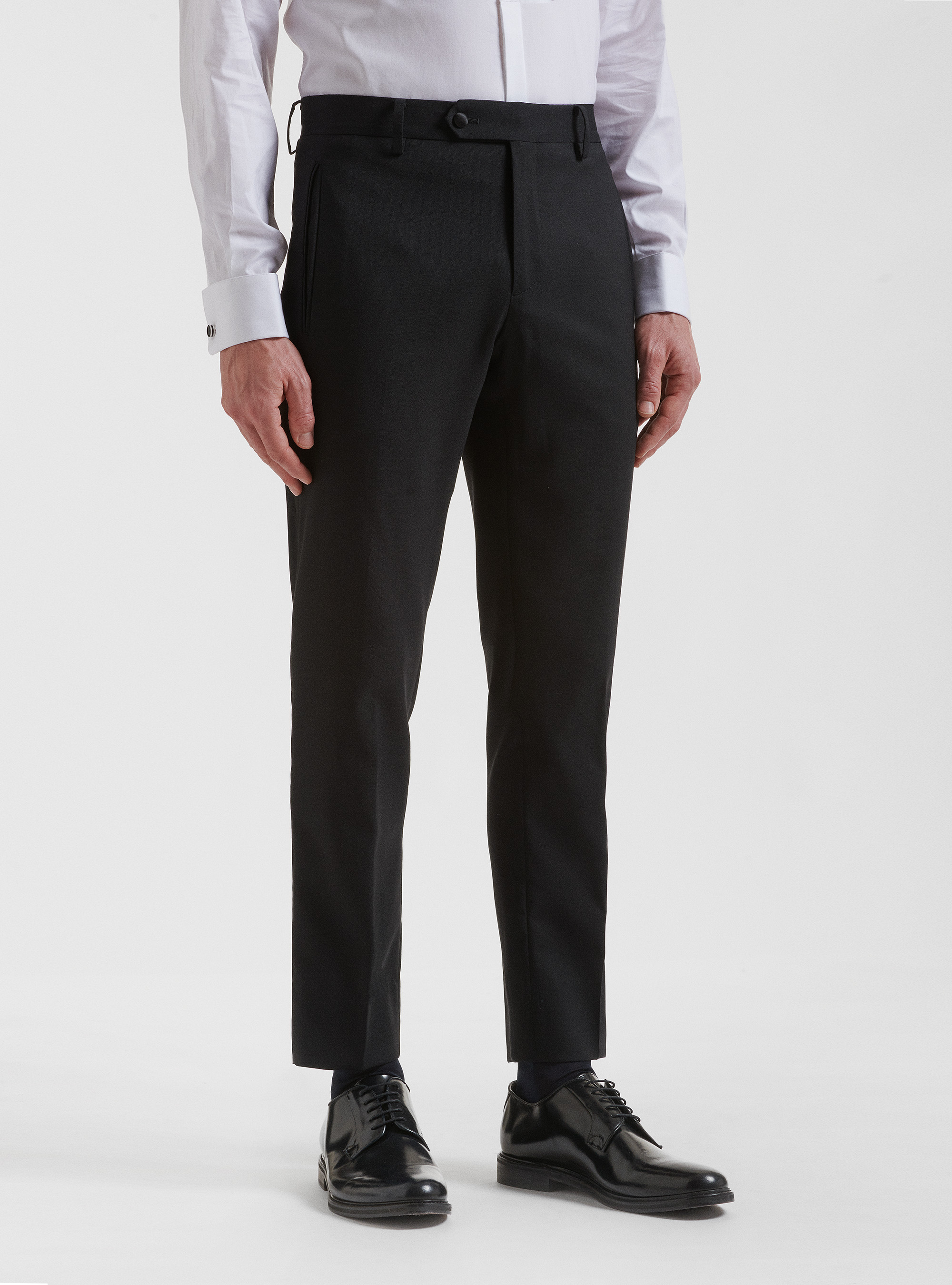 Pantaloni smoking in pura lana Vitale Barberis Canonico, NERO