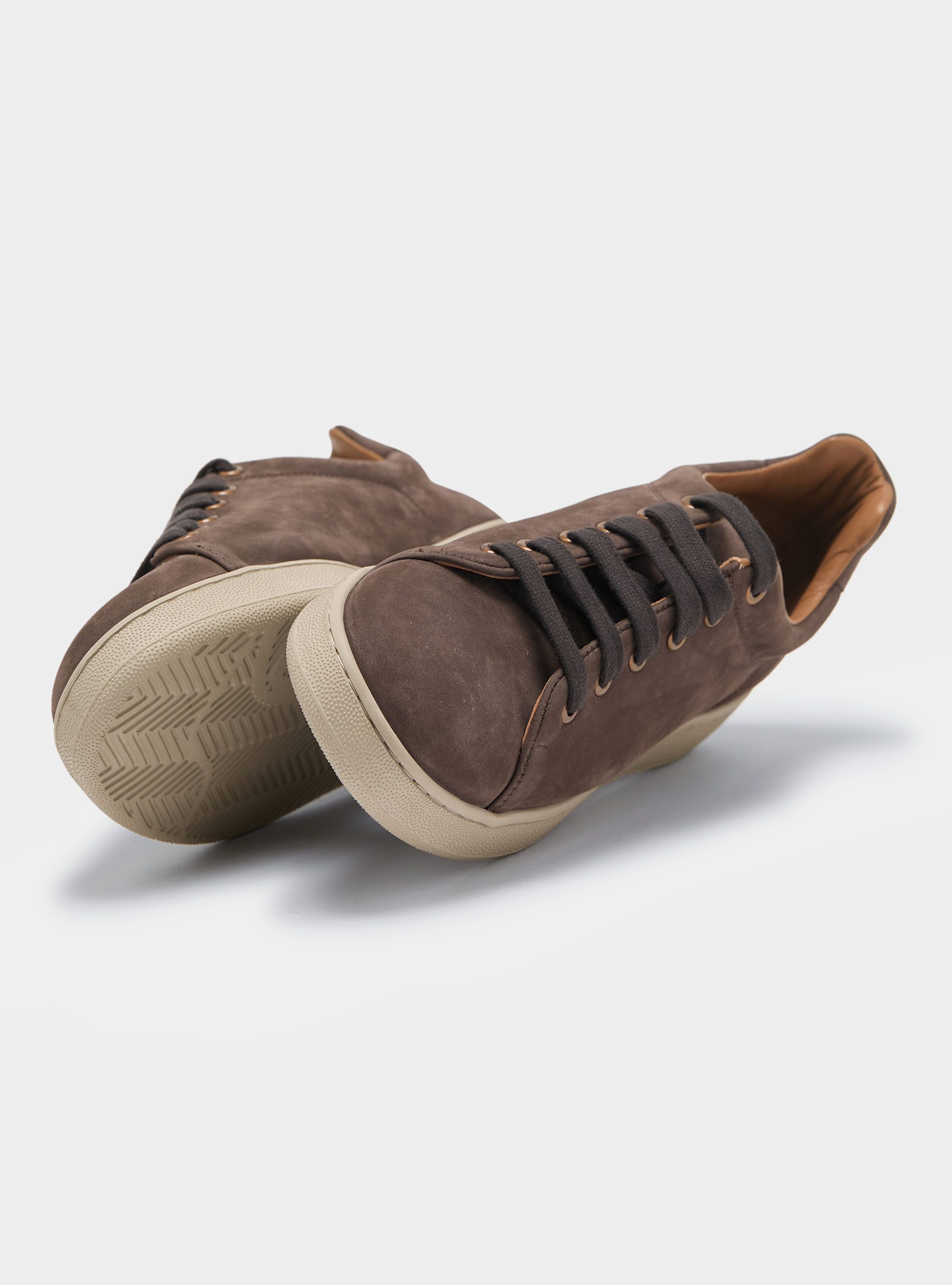 Sneakers in nabuk, MARRONE