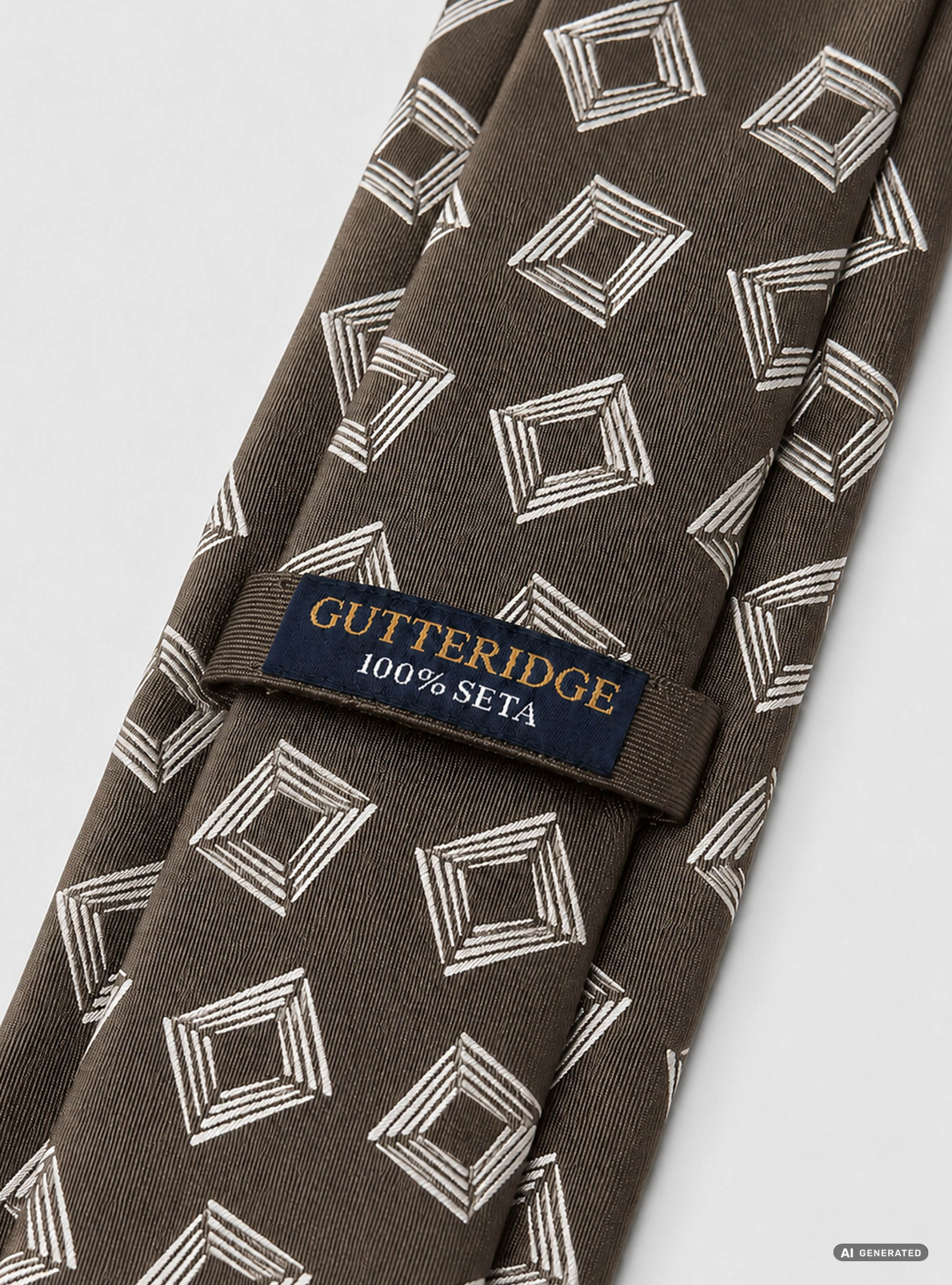Cravatta in twill di seta fantasia geometrica, MARRONE