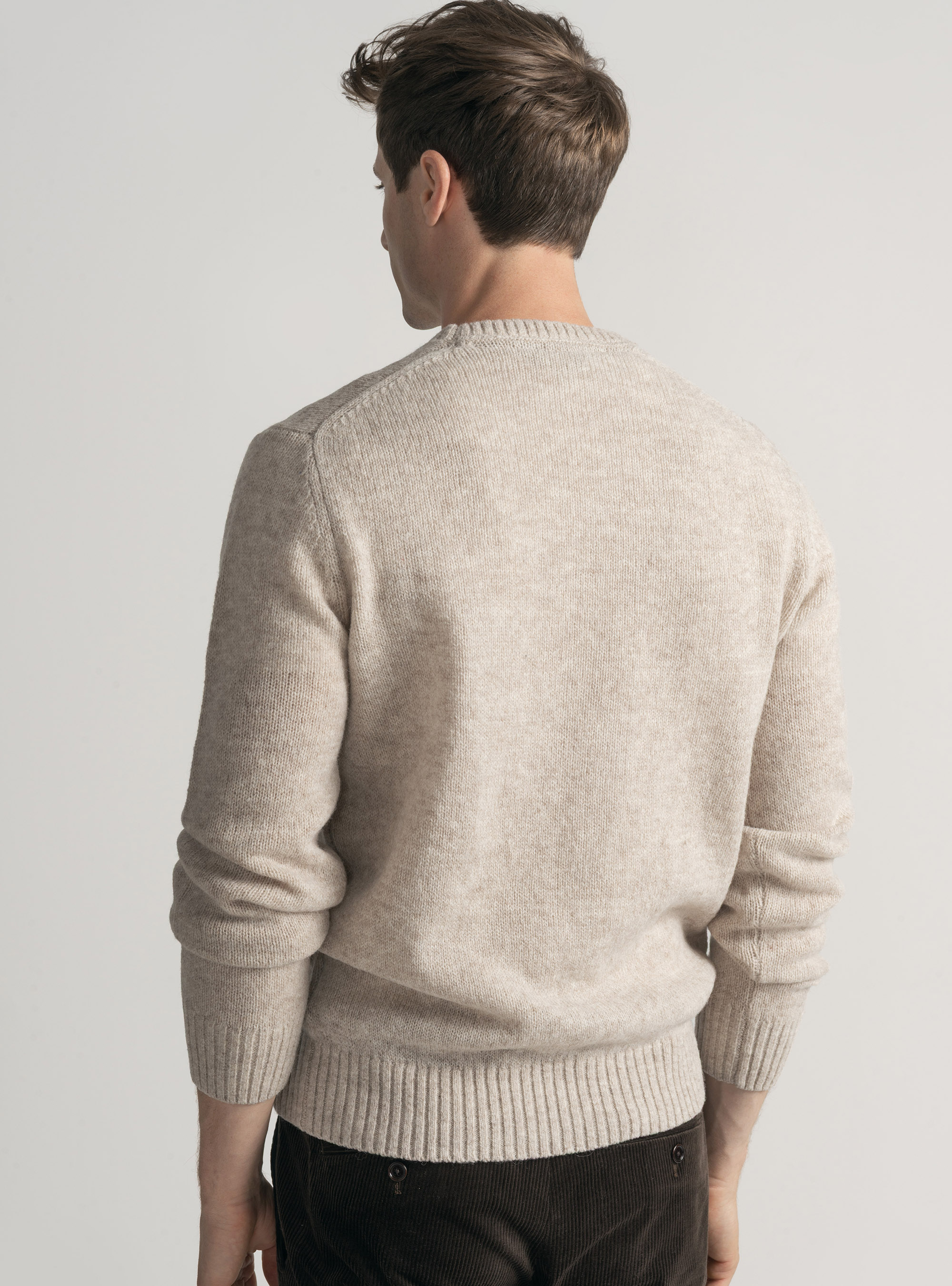 Maglia girocollo in lana shetland, ECRU