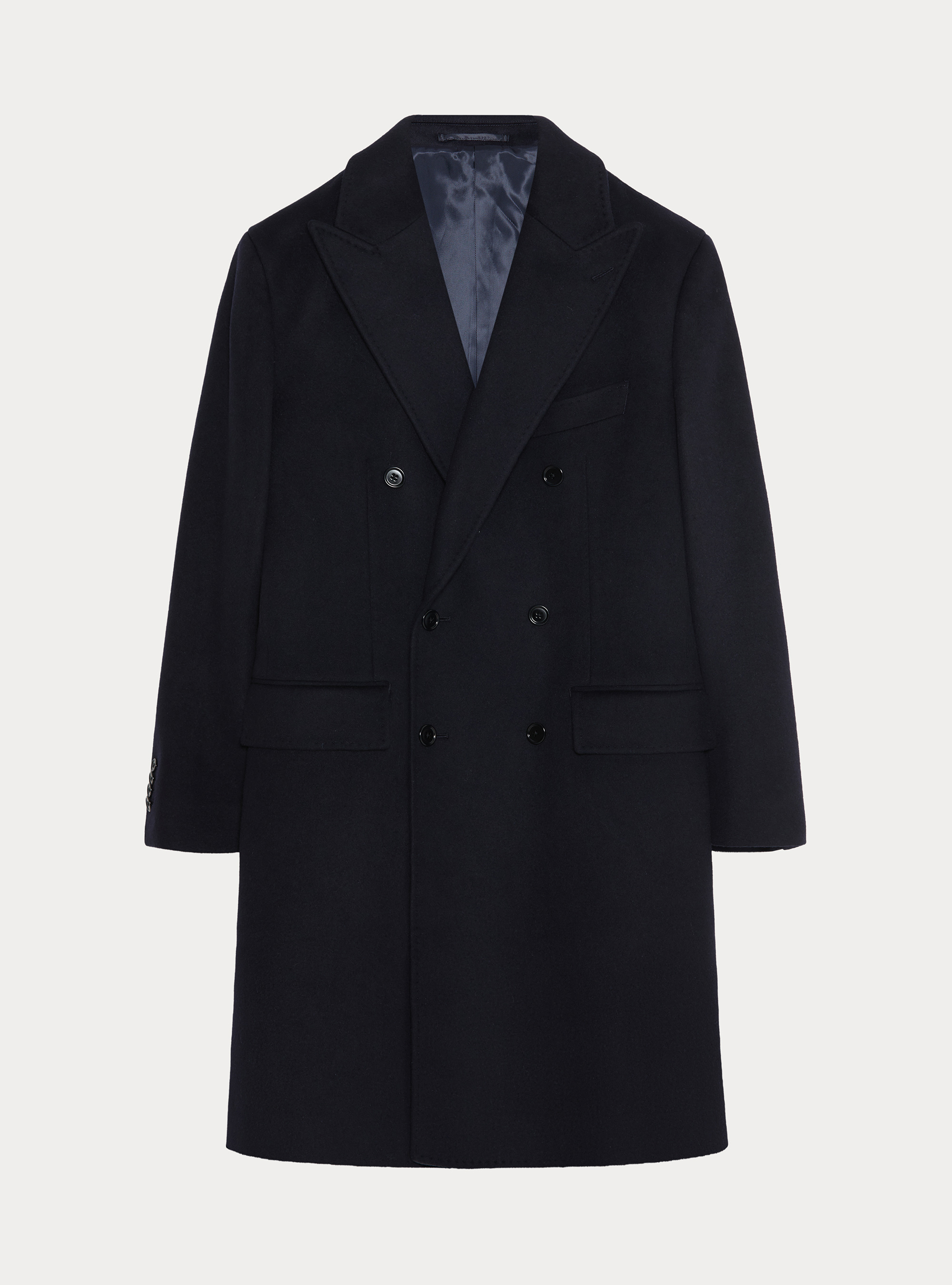 Cappotto doppiopetto in misto cashmere, BLU NAVY