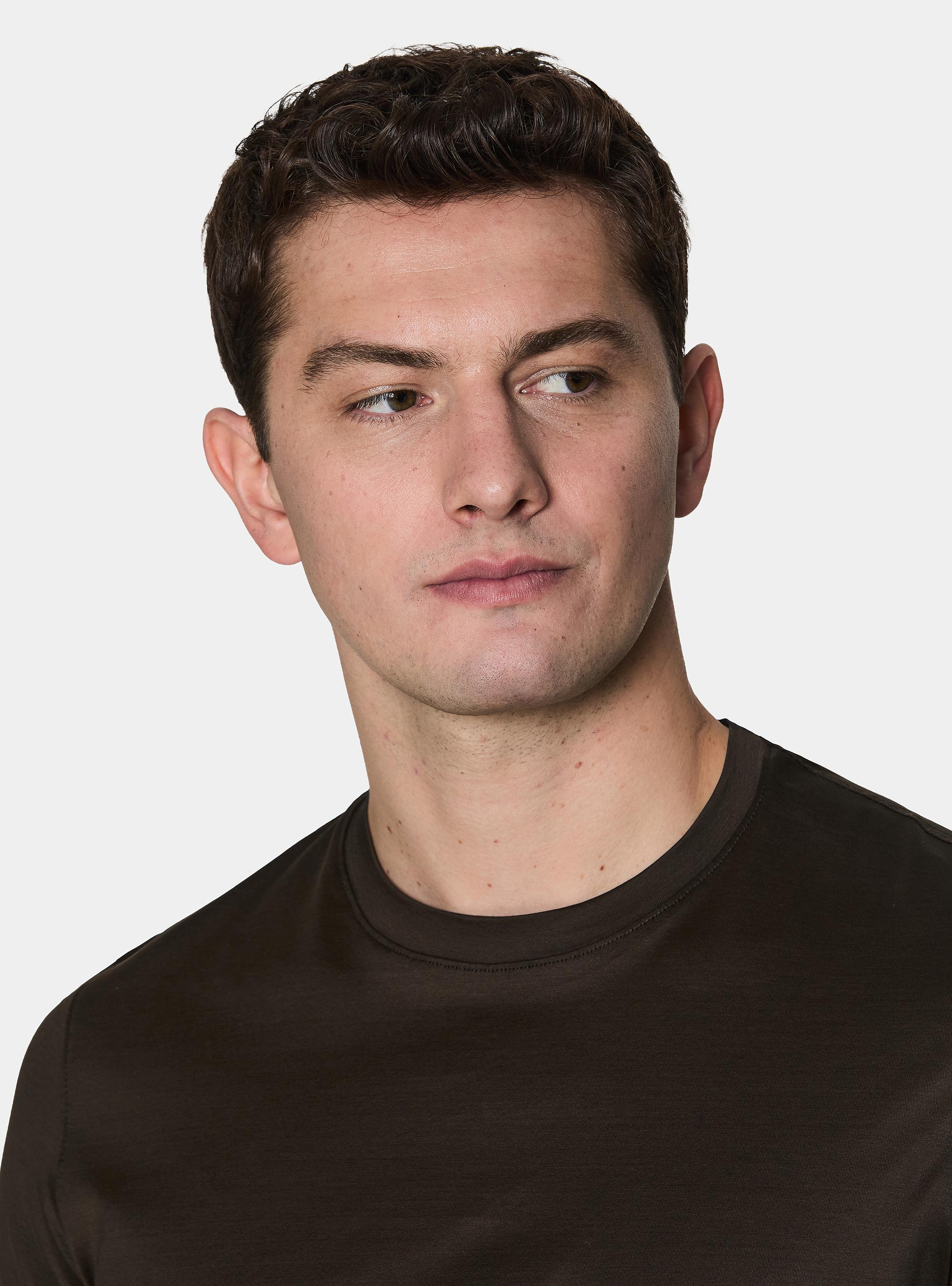 T-shirt mezza manica in filo di Scozia, MARRONE