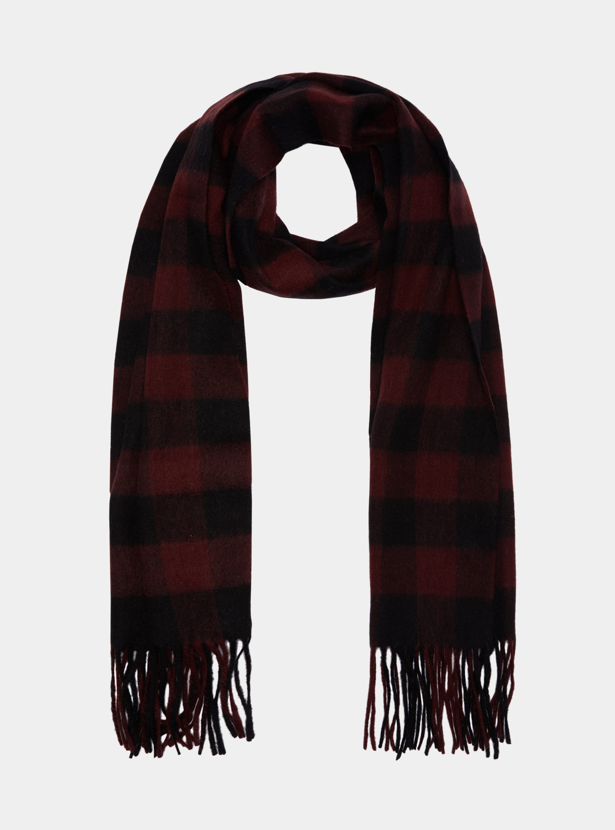 Sciarpa fantasia in lana e cashmere, BORDEAUX