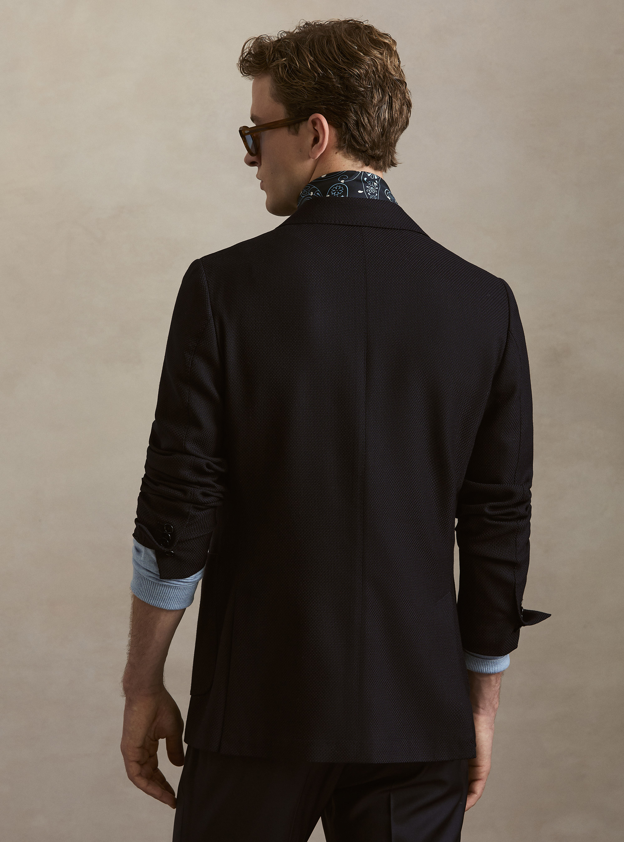 Giacca in lana hopsack, BLU NAVY