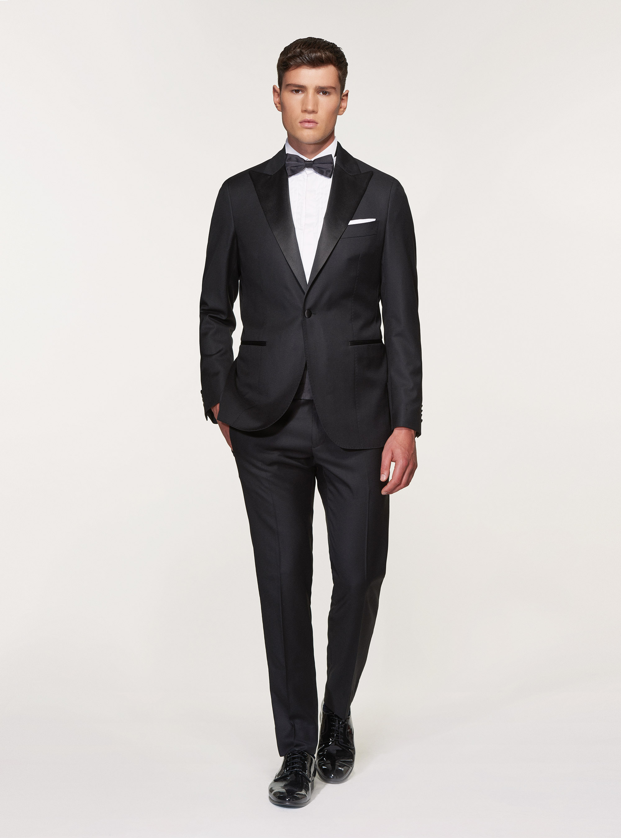 Smoking nero in pura lana superfine 110s Vitale Barberis Canonico, 