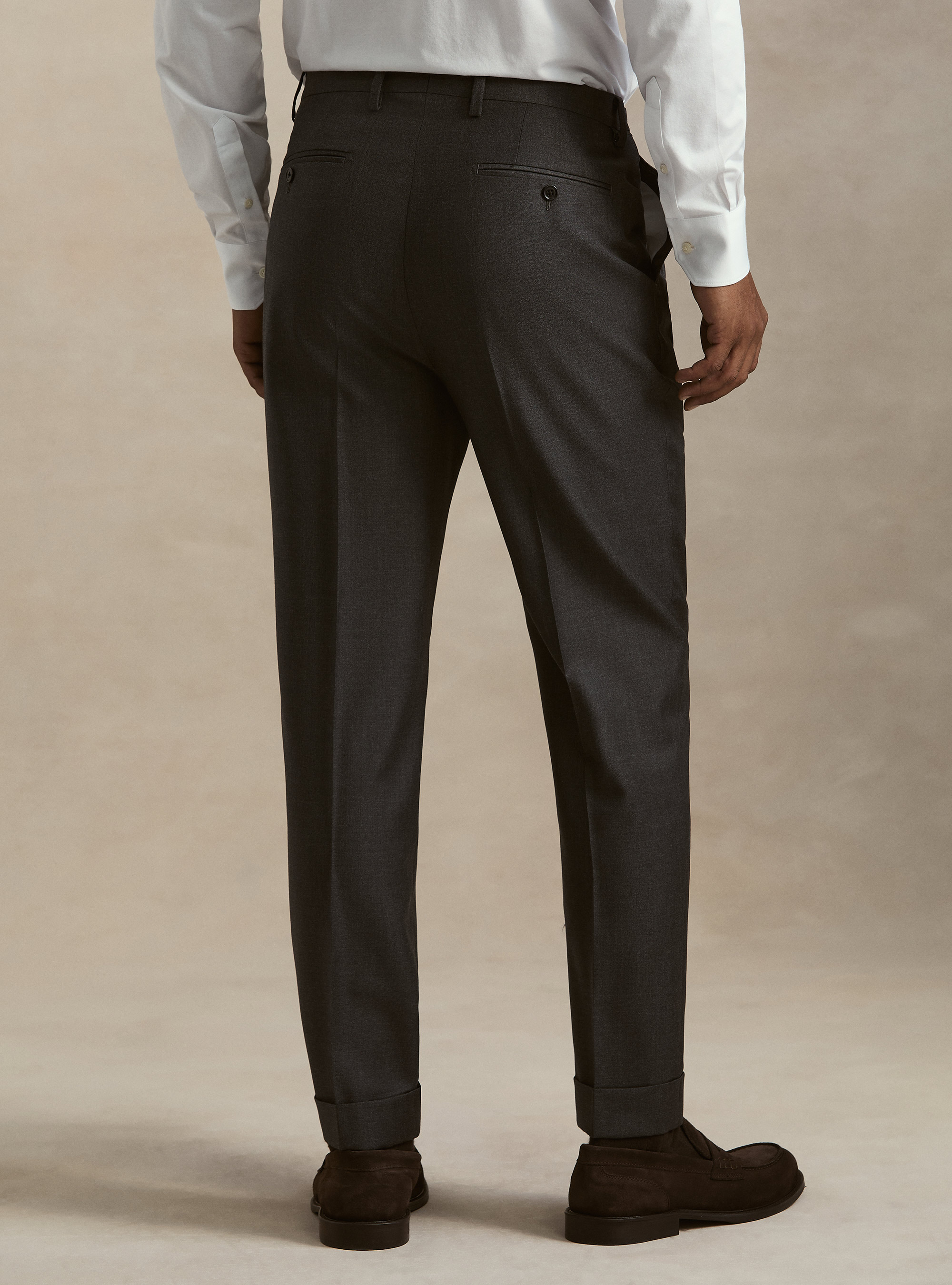 Pantaloni con pince in lana Vitale Barberis Canonico, ASFALTO