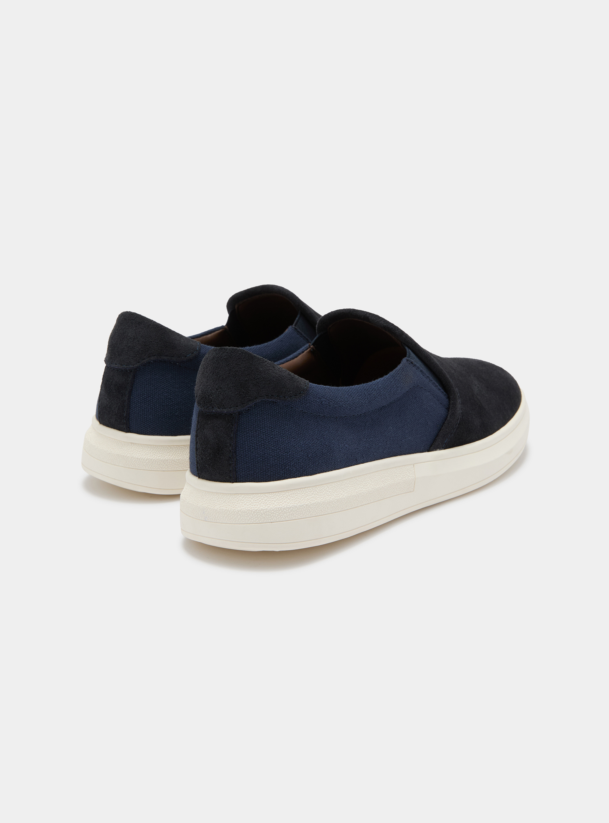 Slip on in suede e canvas, BLU NAVY
