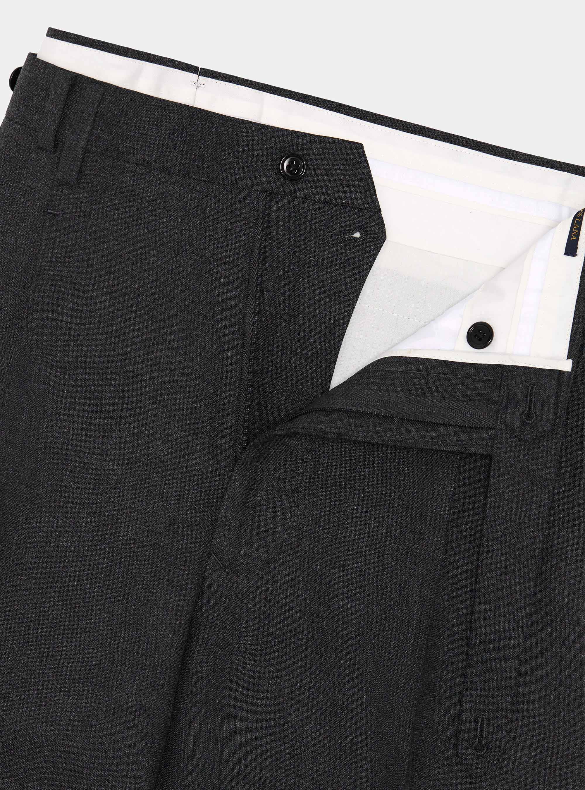 Pantaloni doppia pince in pura lana Vitale Barberis Canonico, ASFALTO