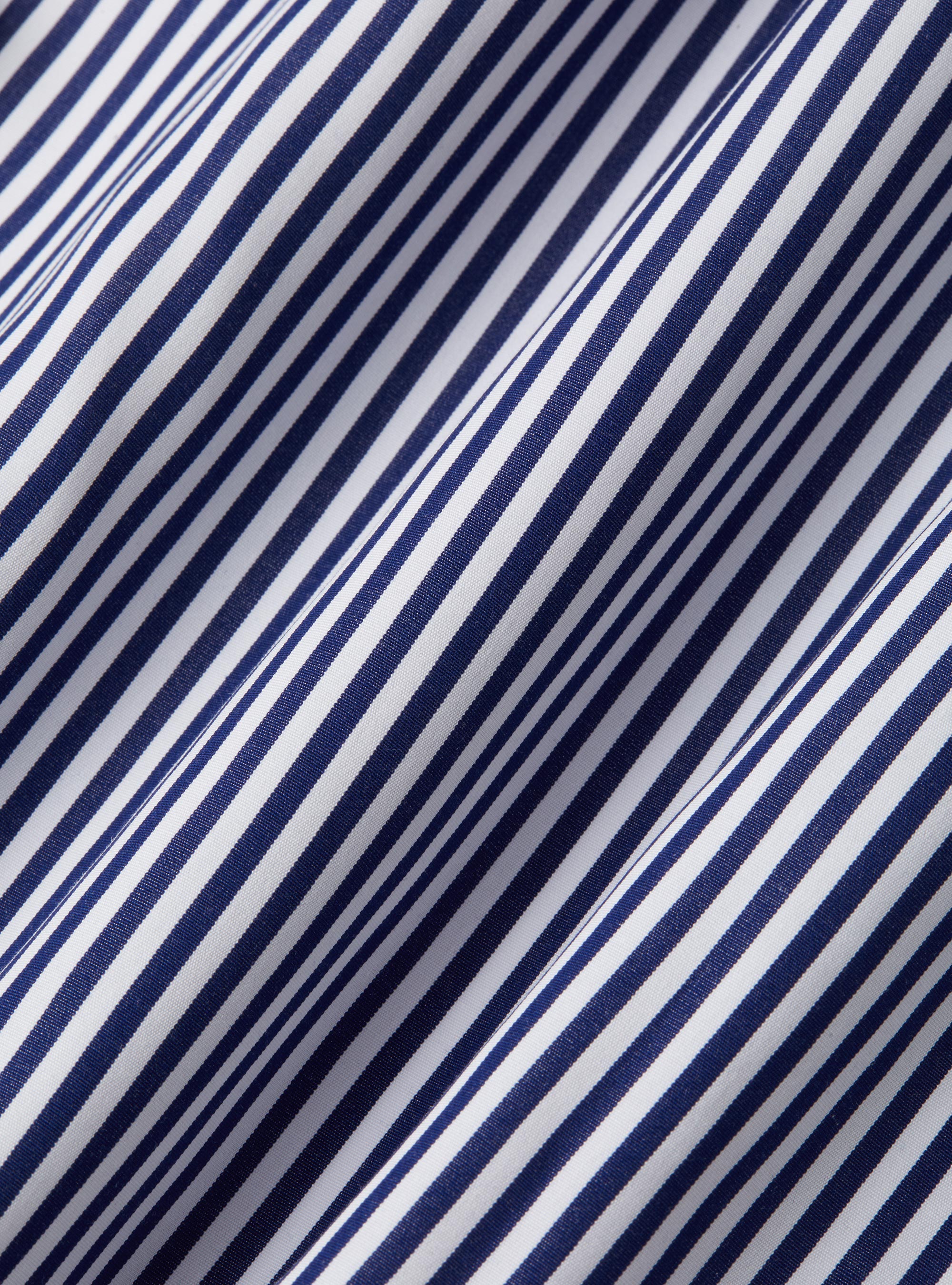 Camicia rigata in cotone popeline, BLU NAVY