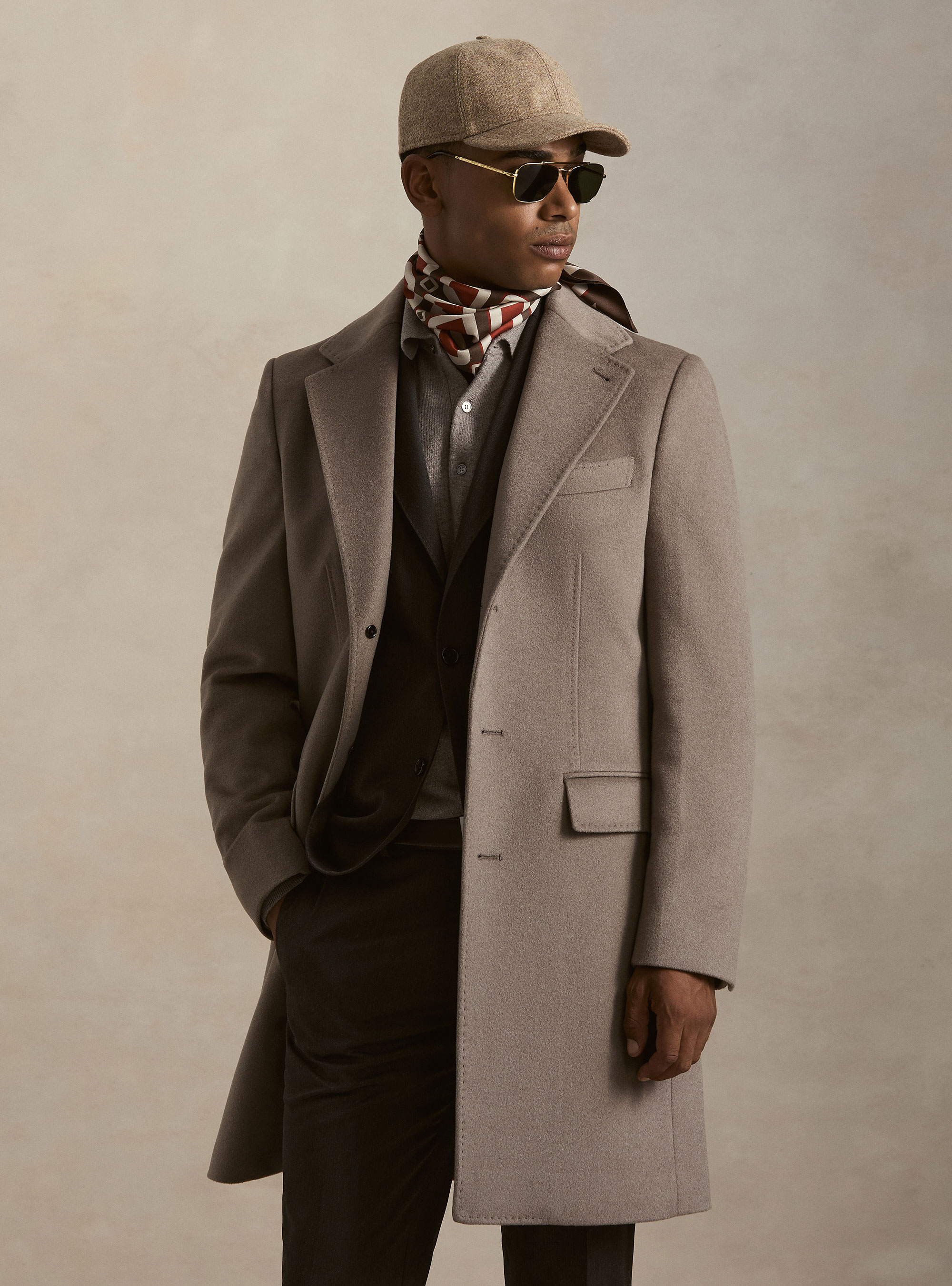 Cappotto monopetto in lana cashmere, FANGO 0555C