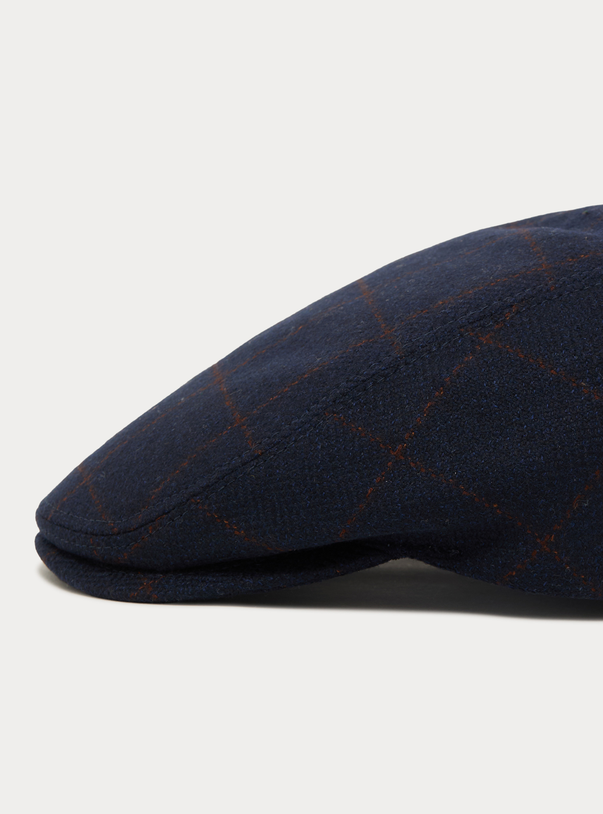 Coppola a quadri in lana cashmere lanificio di Pray, BLU NAVY