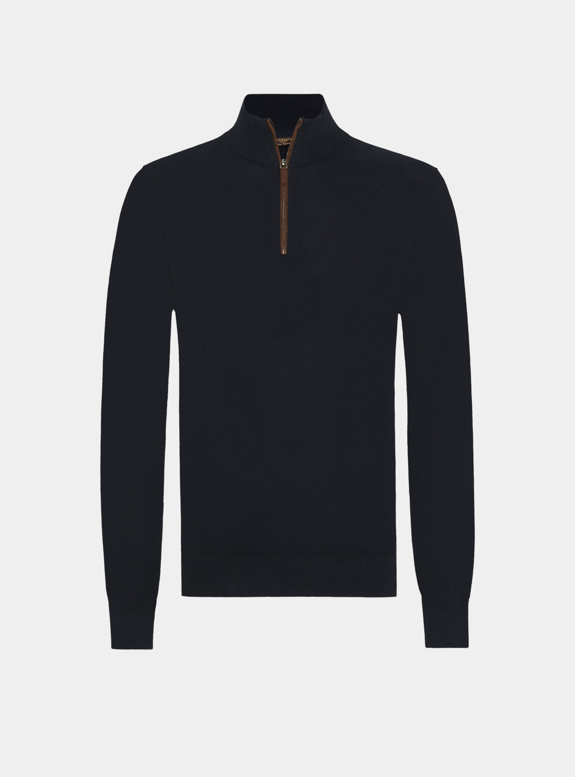 Maglia con mezza zip in cotone cashmere nido d'ape, BLU NAVY