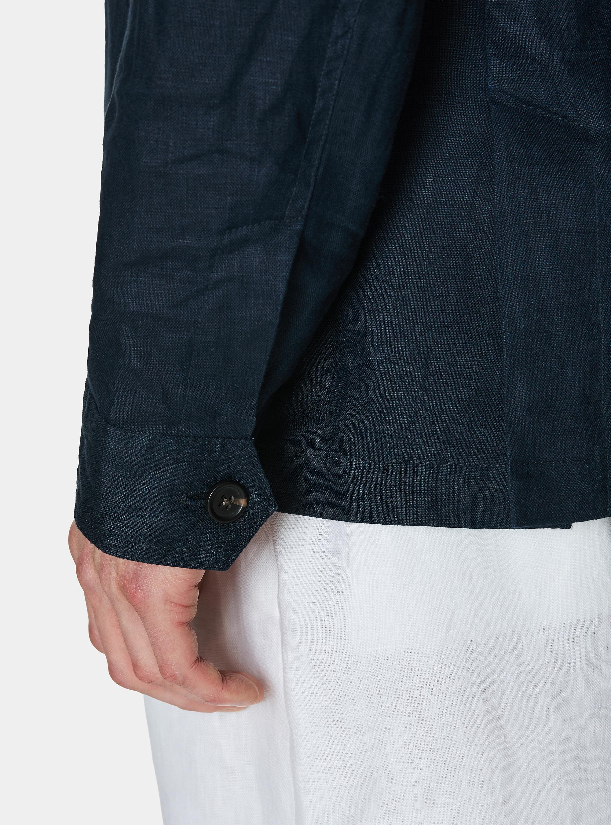 Field jacket in puro lino, BLU NAVY
