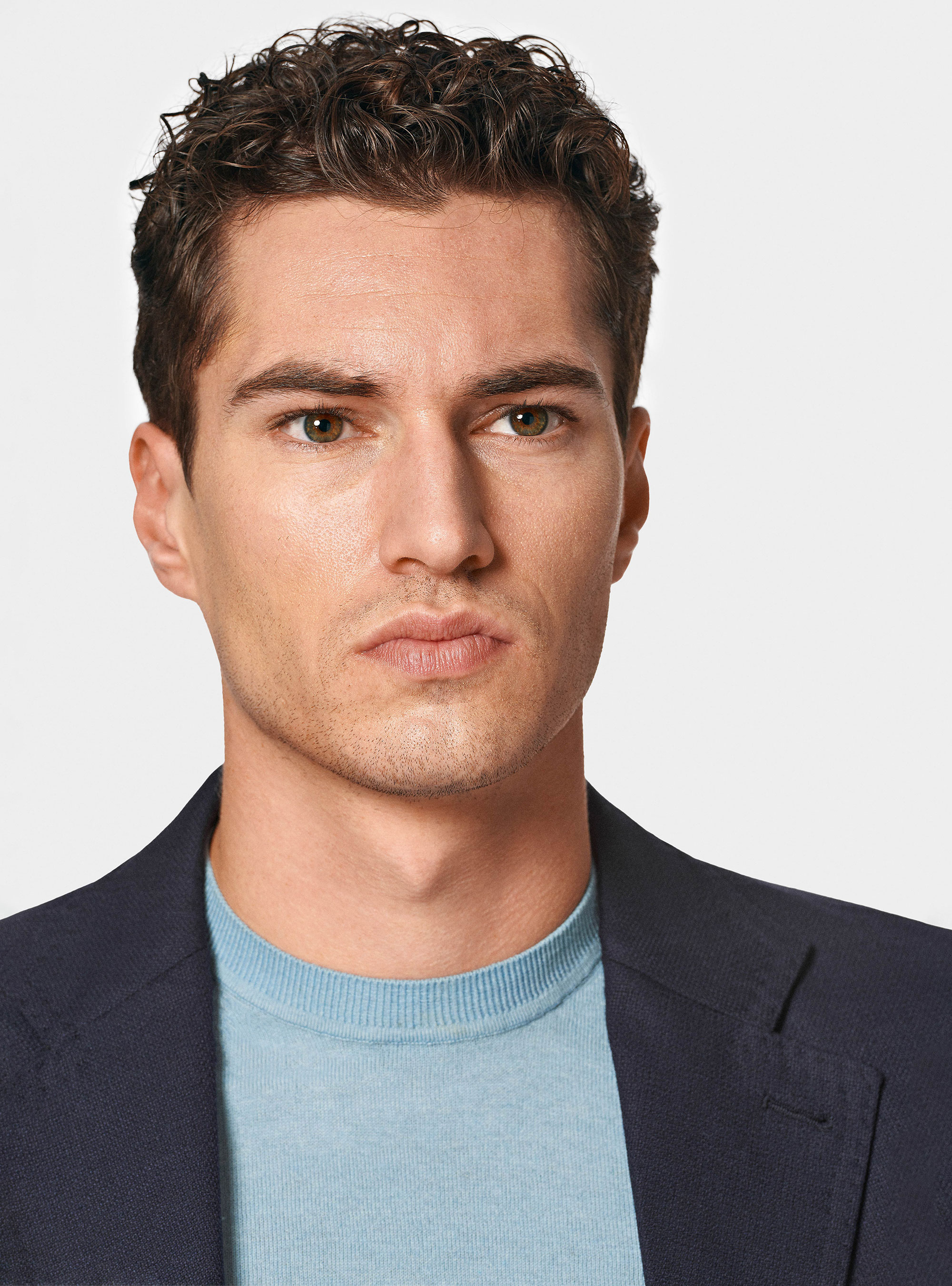 Giacca in pura lana micro texture, BLU NAVY