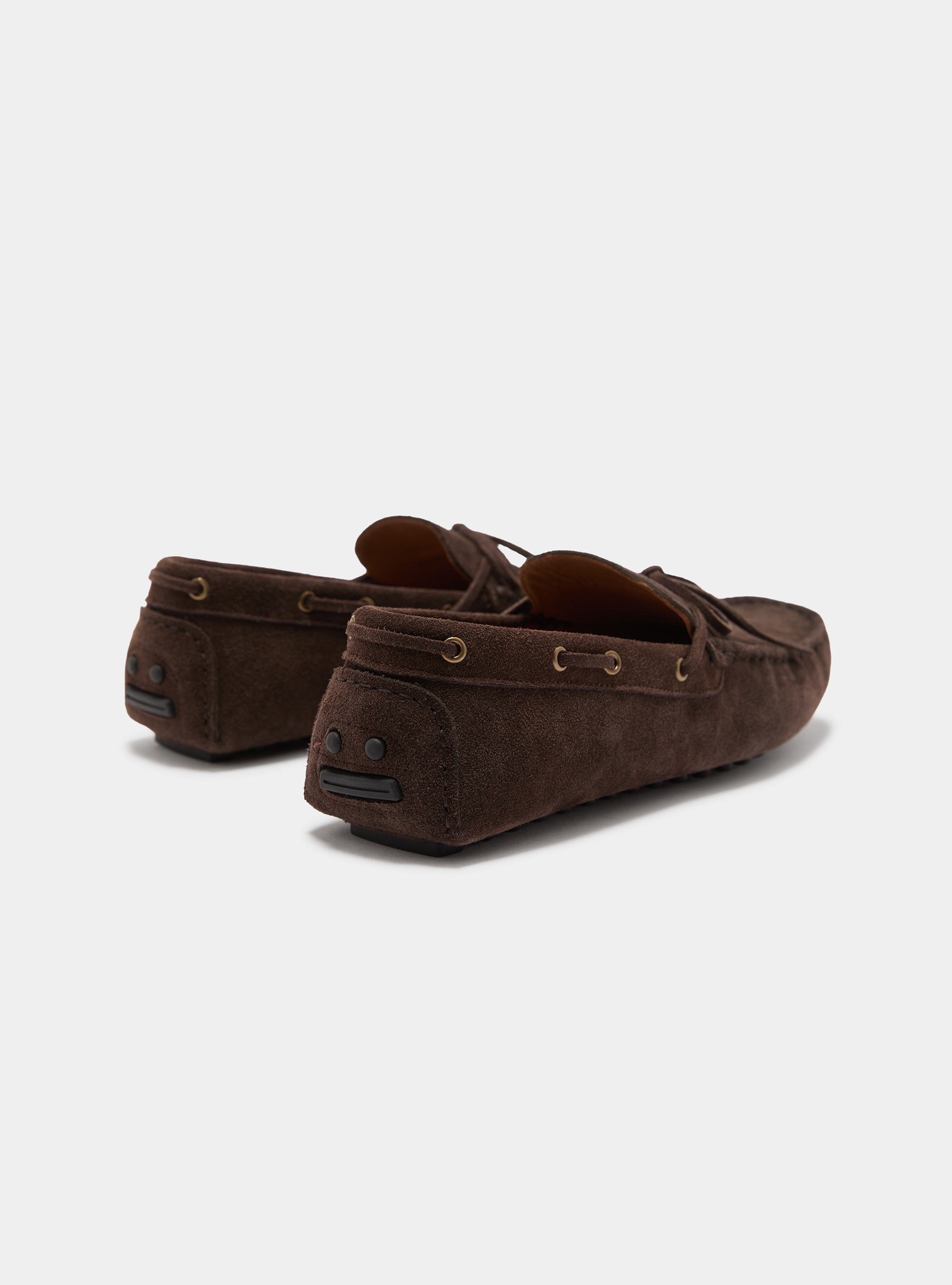 Mocassini da barca in suede, MARRONE