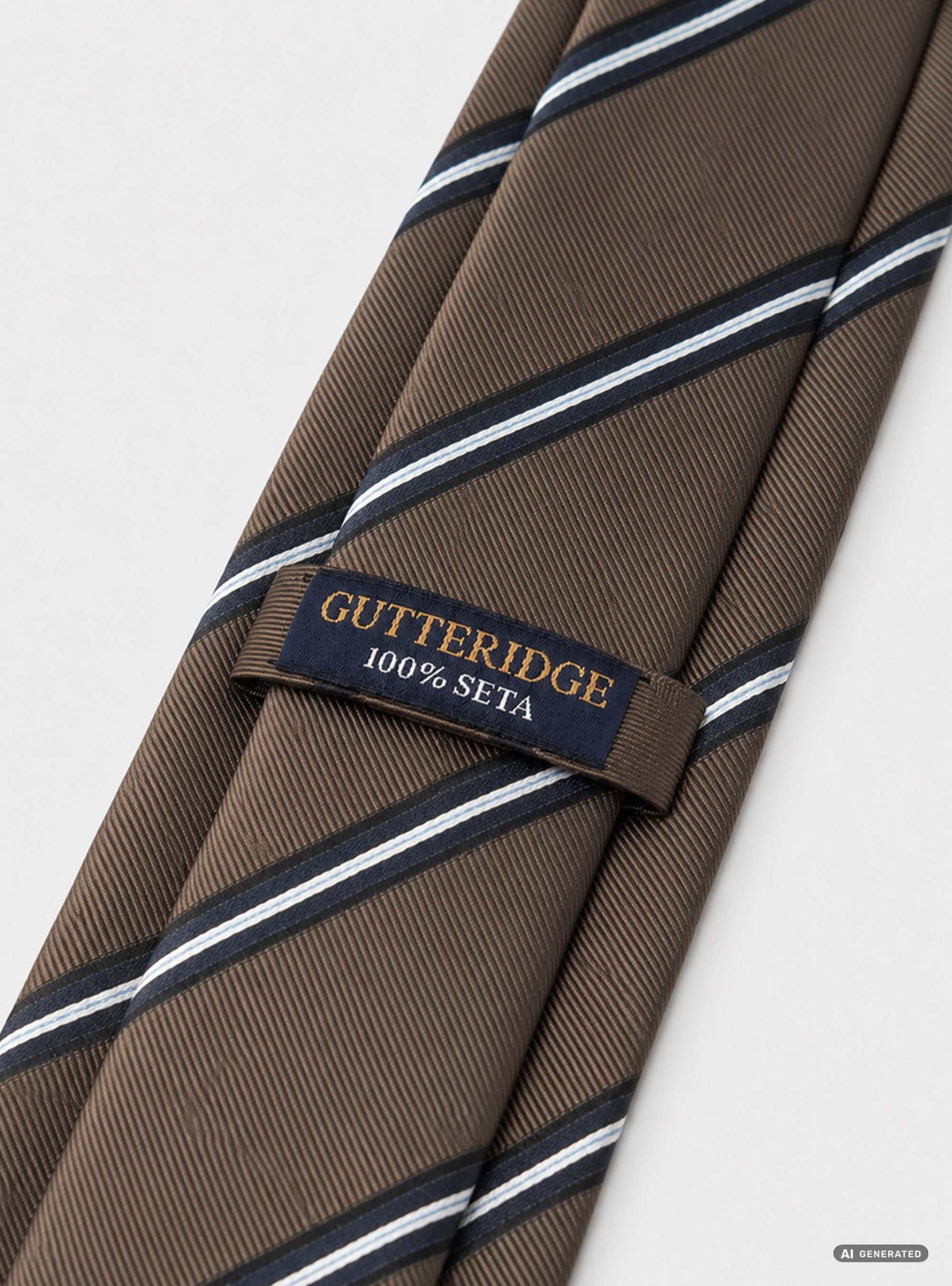 Cravatta in twill di seta rigata, MARRONE