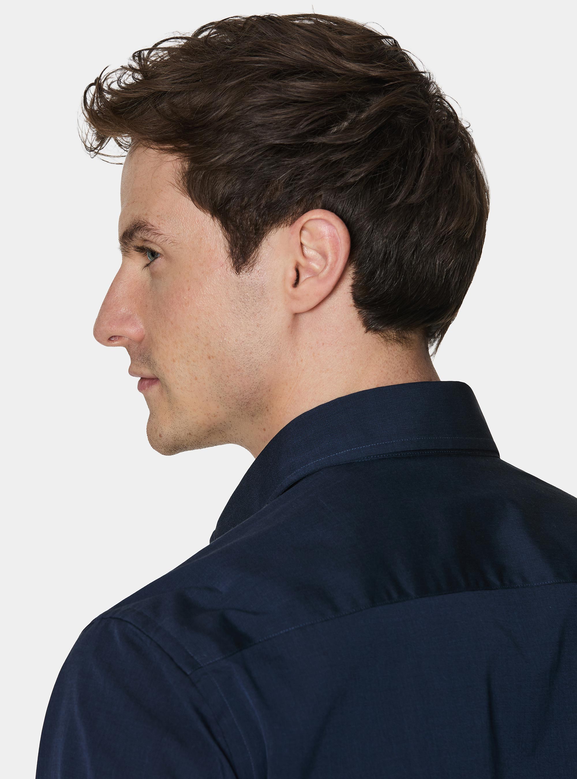Camicia in cotone fil a fil, BLU NAVY