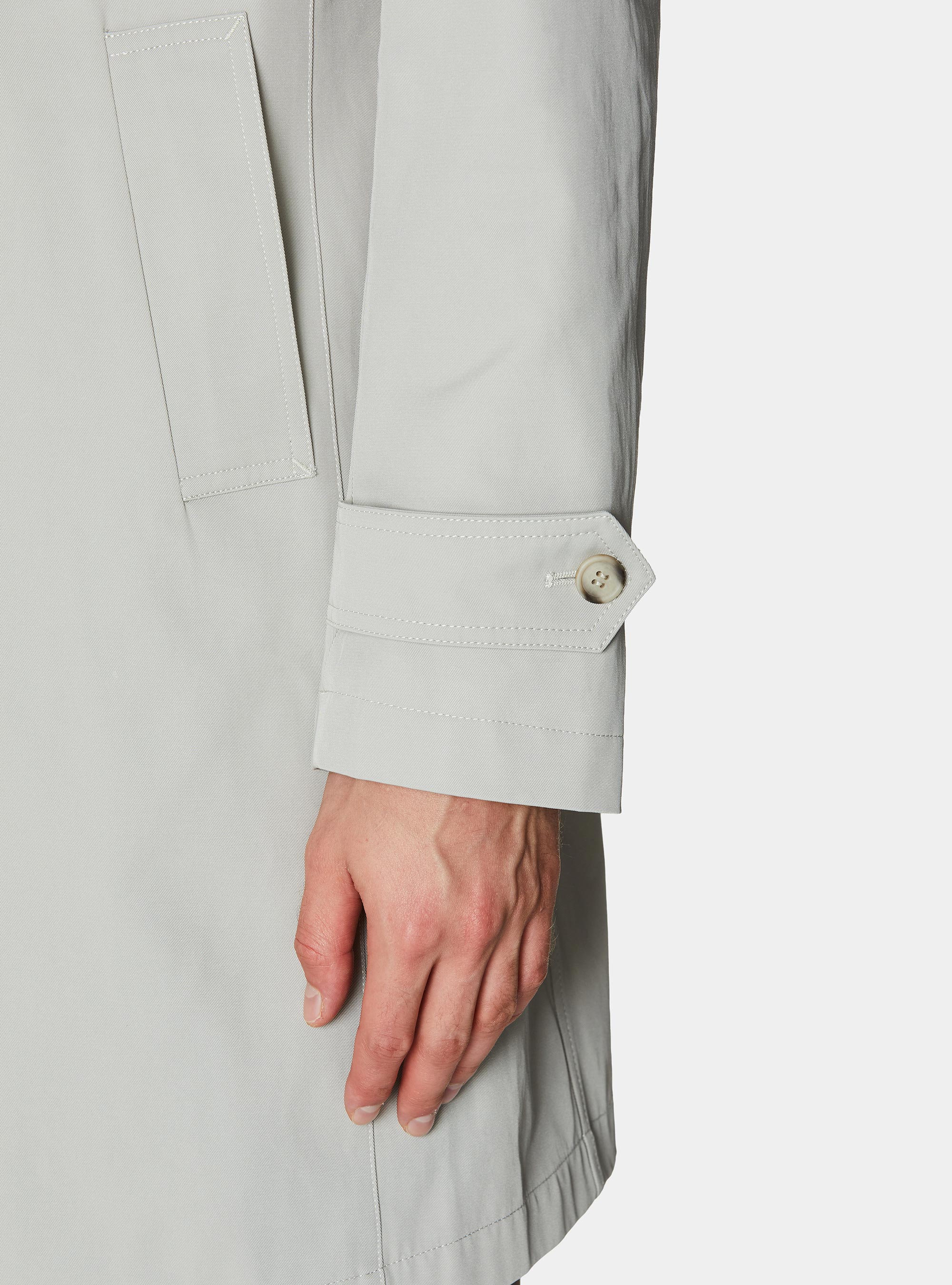 Impermeabile monopetto in misto cotone, ECRU